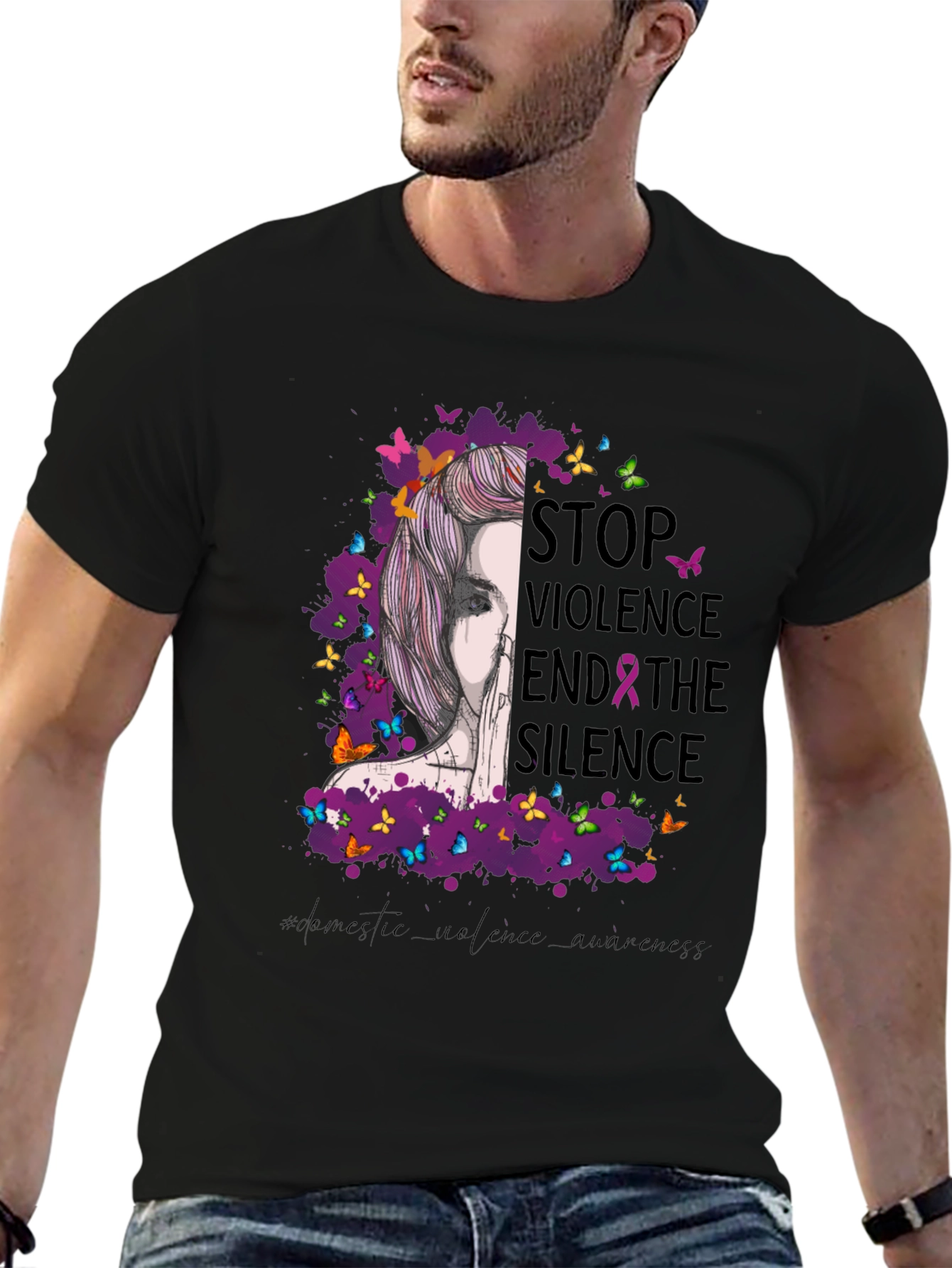 Stop Violence Awareness T-Shirt - Butterfly Design