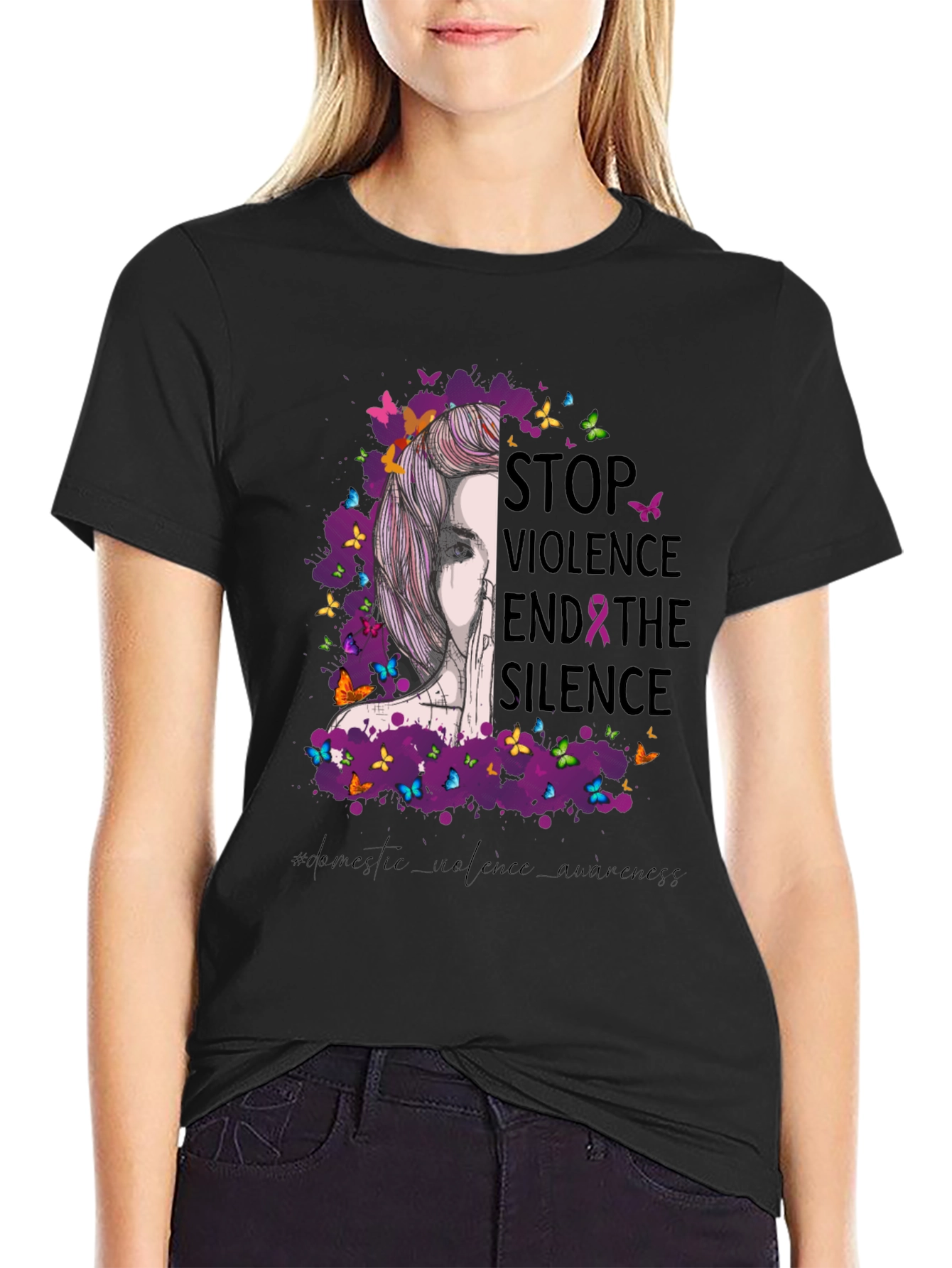 Stop Violence Awareness T-Shirt - Butterfly Design