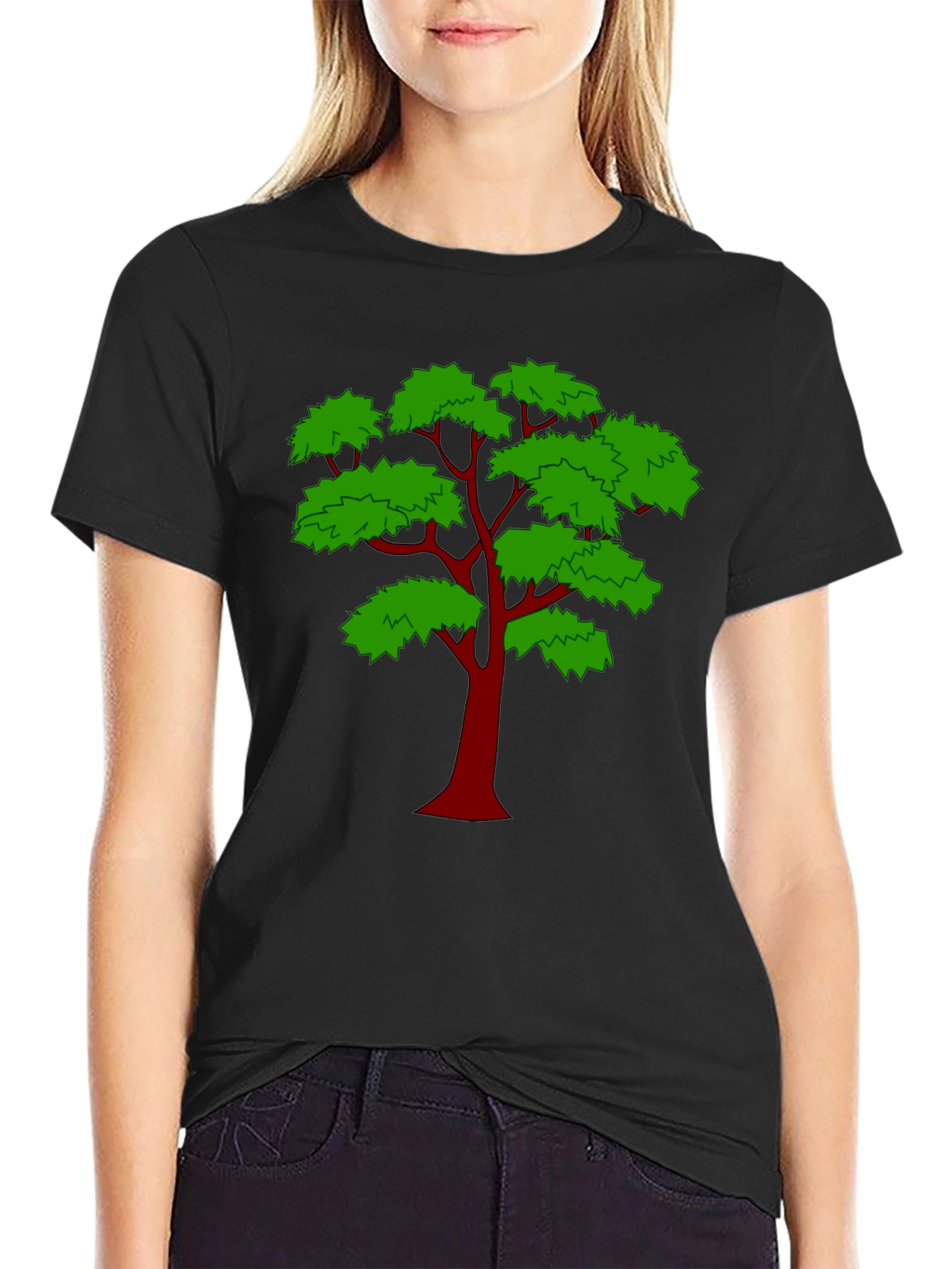 Unique Tree Graphic Print Black T-Shirt