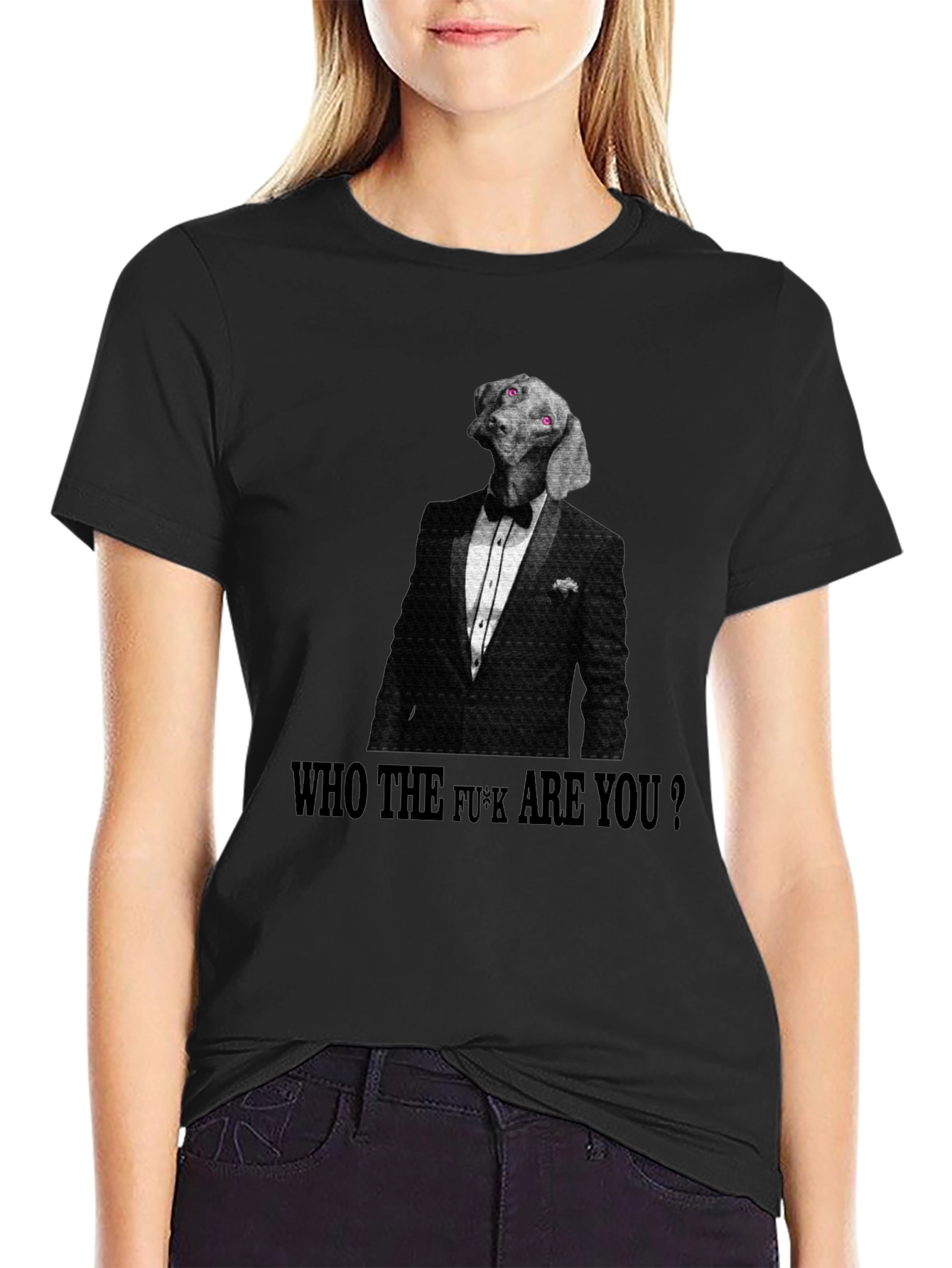 Dog in Tuxedo T-Shirt: Who The F*ck Are You?