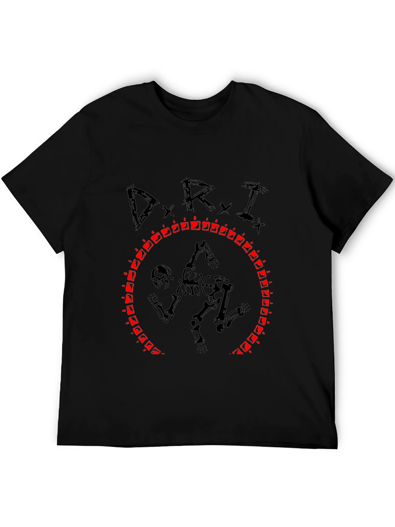 D.R.I. Skeleton Circle Black Graphic T-Shirt