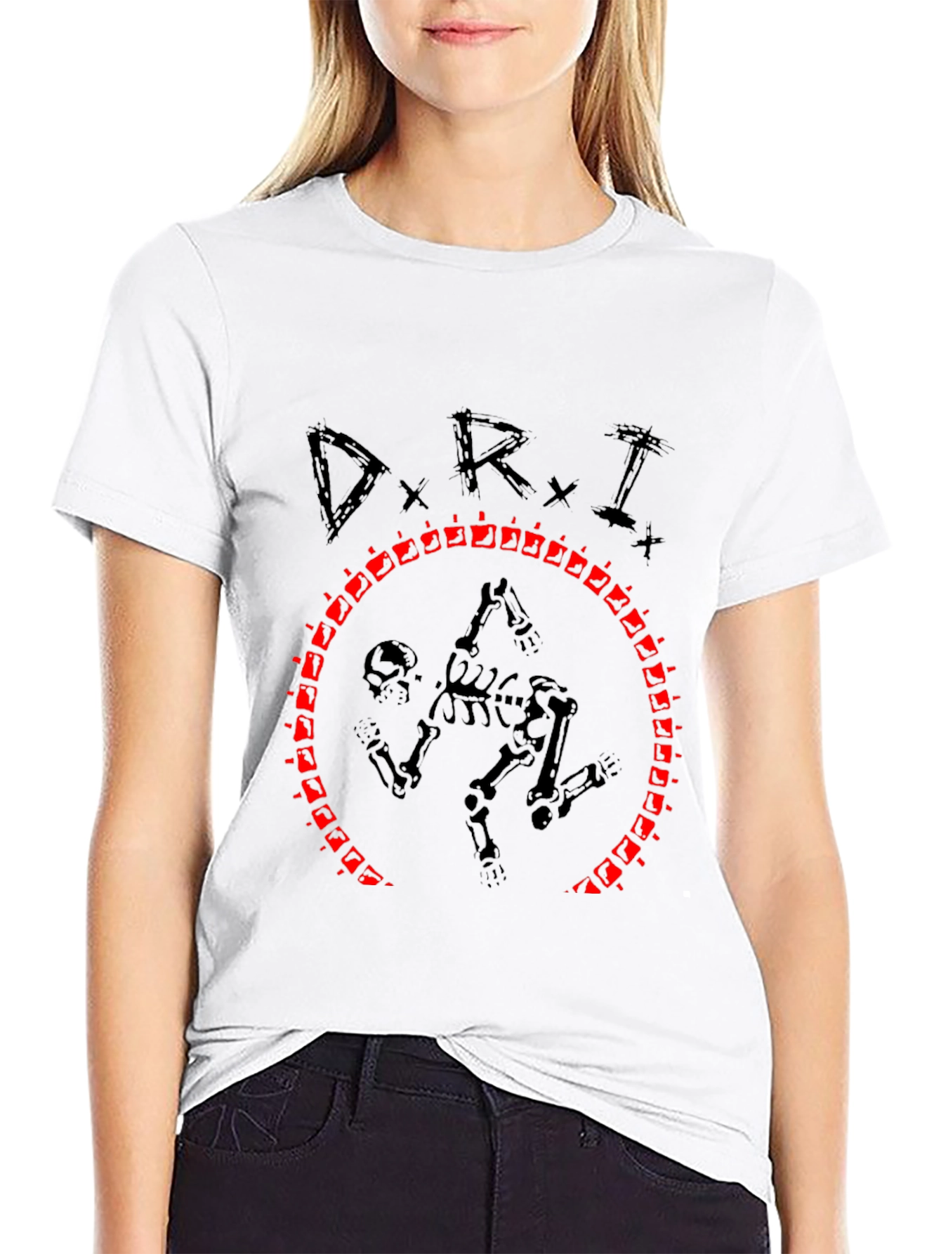 D.R.I. Skeleton Circle Black Graphic T-Shirt