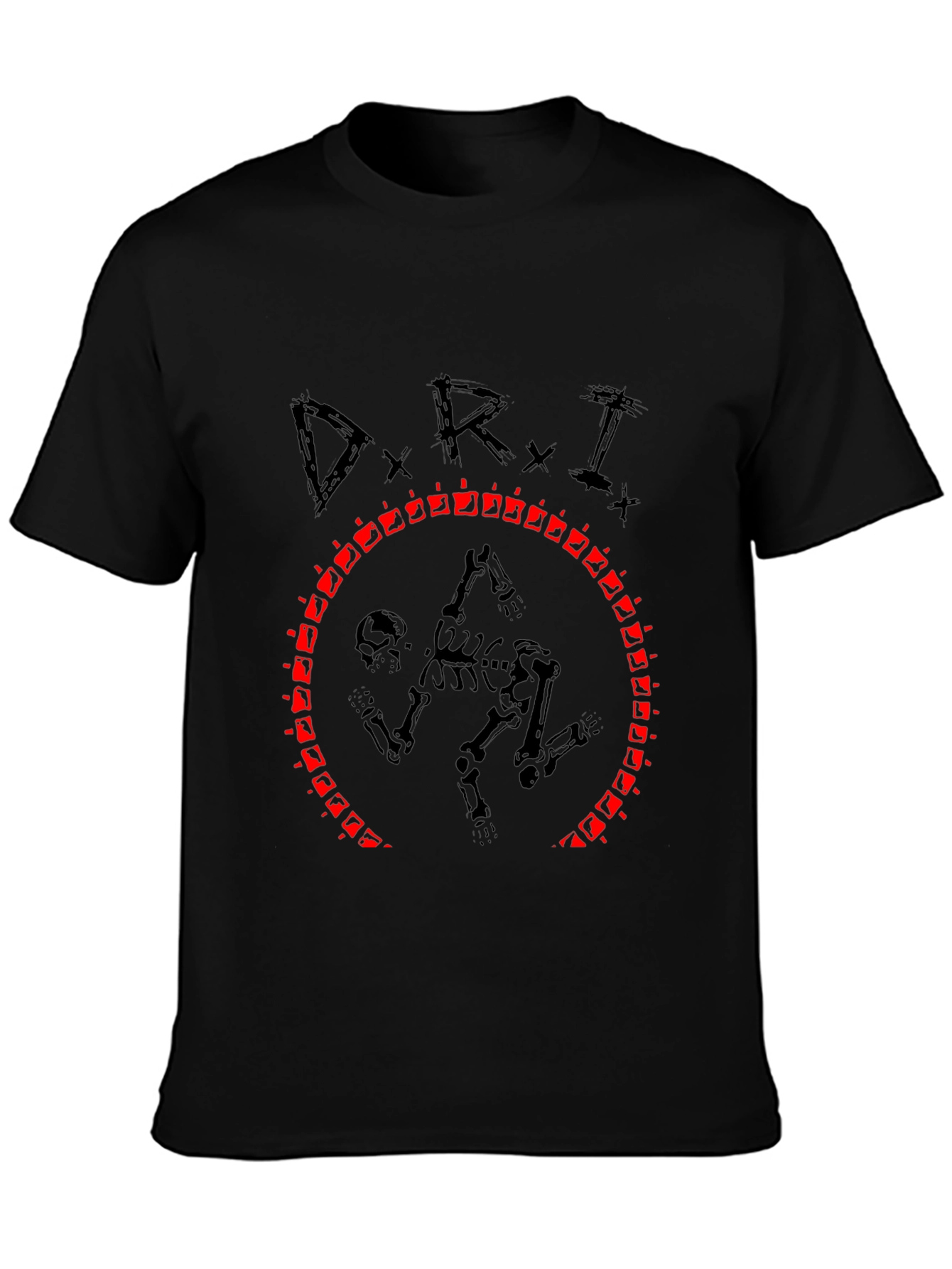 D.R.I. Skeleton Circle Black Graphic T-Shirt
