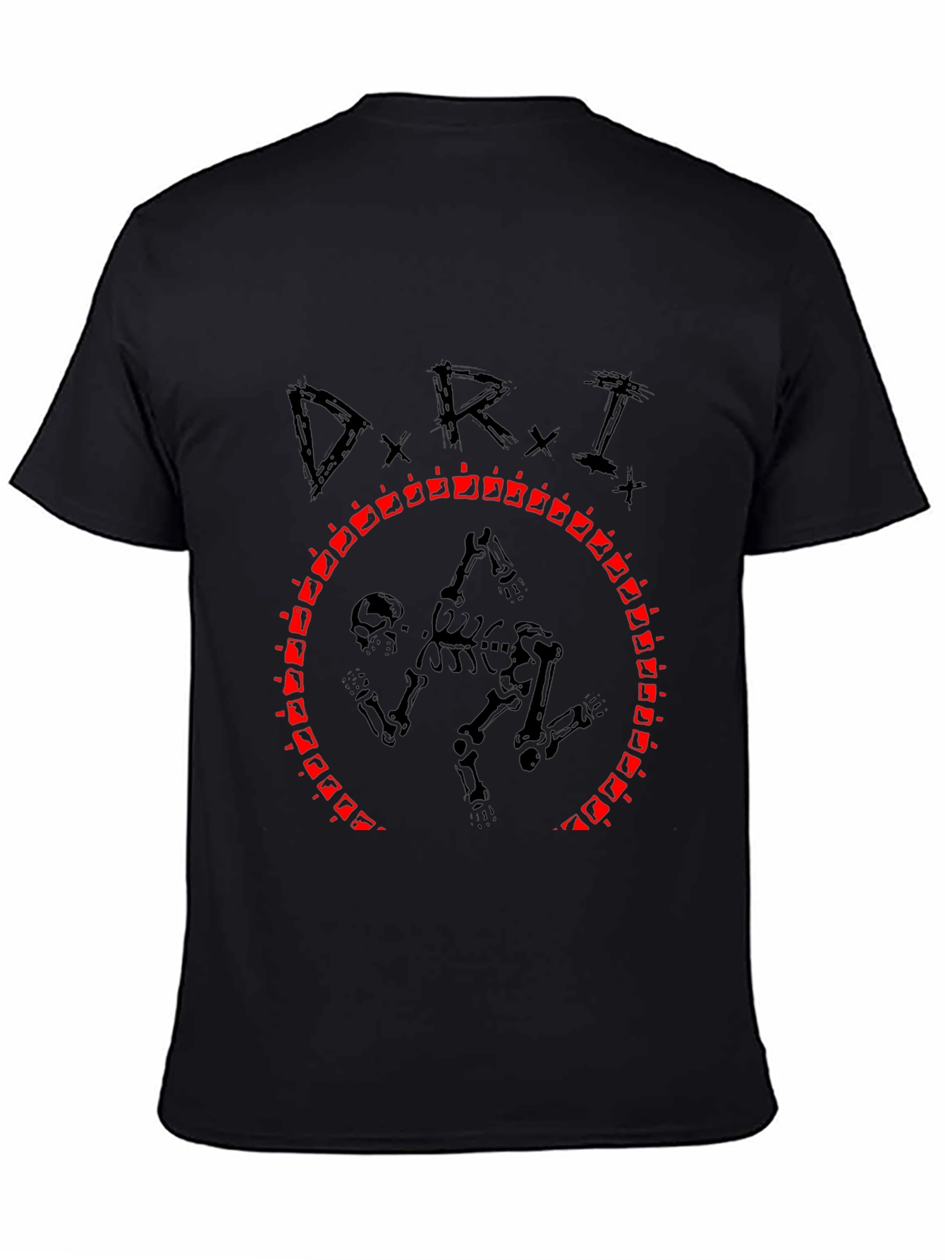 D.R.I. Skeleton Circle Black Graphic T-Shirt