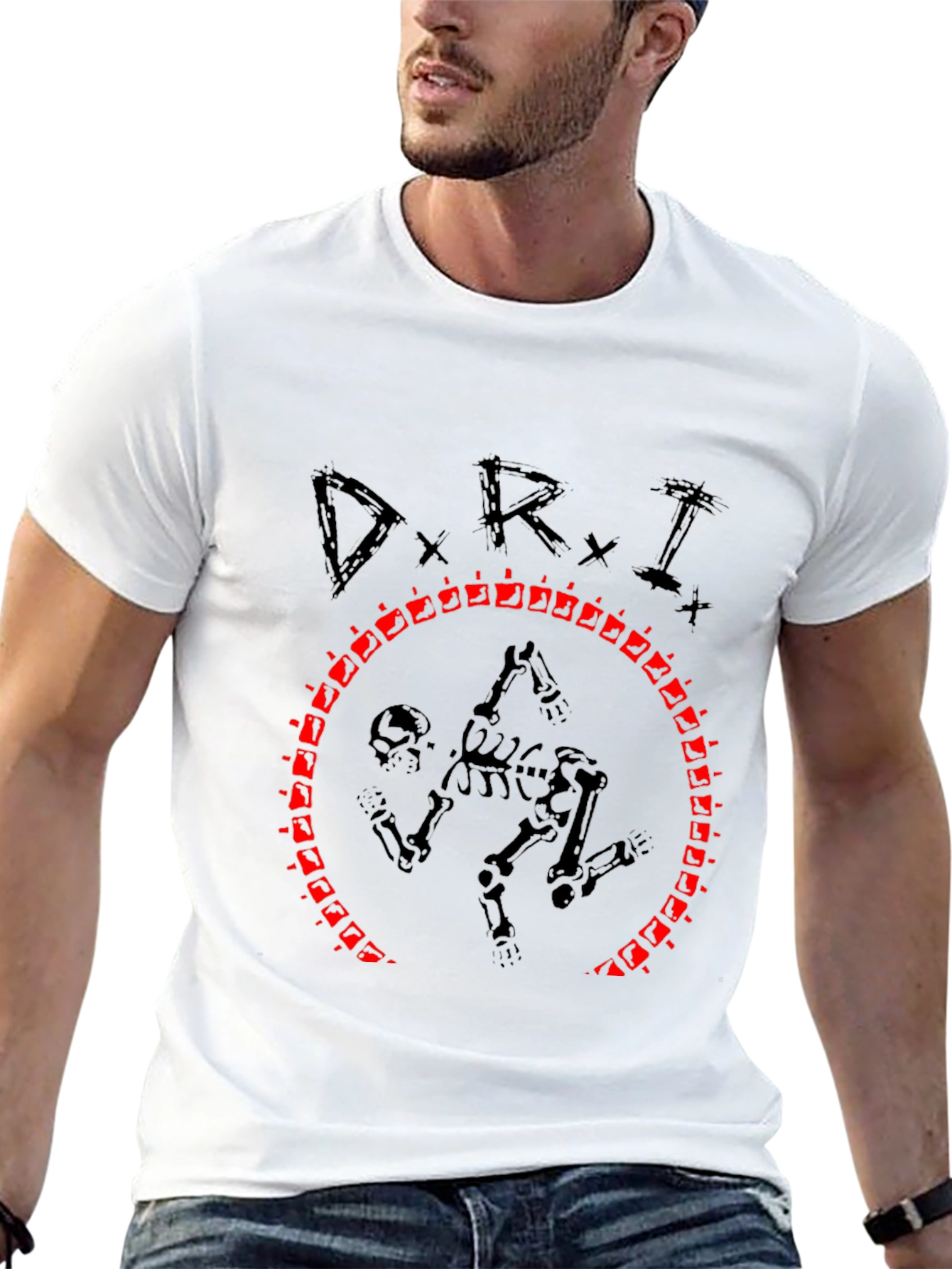 D.R.I. Skeleton Circle Black Graphic T-Shirt