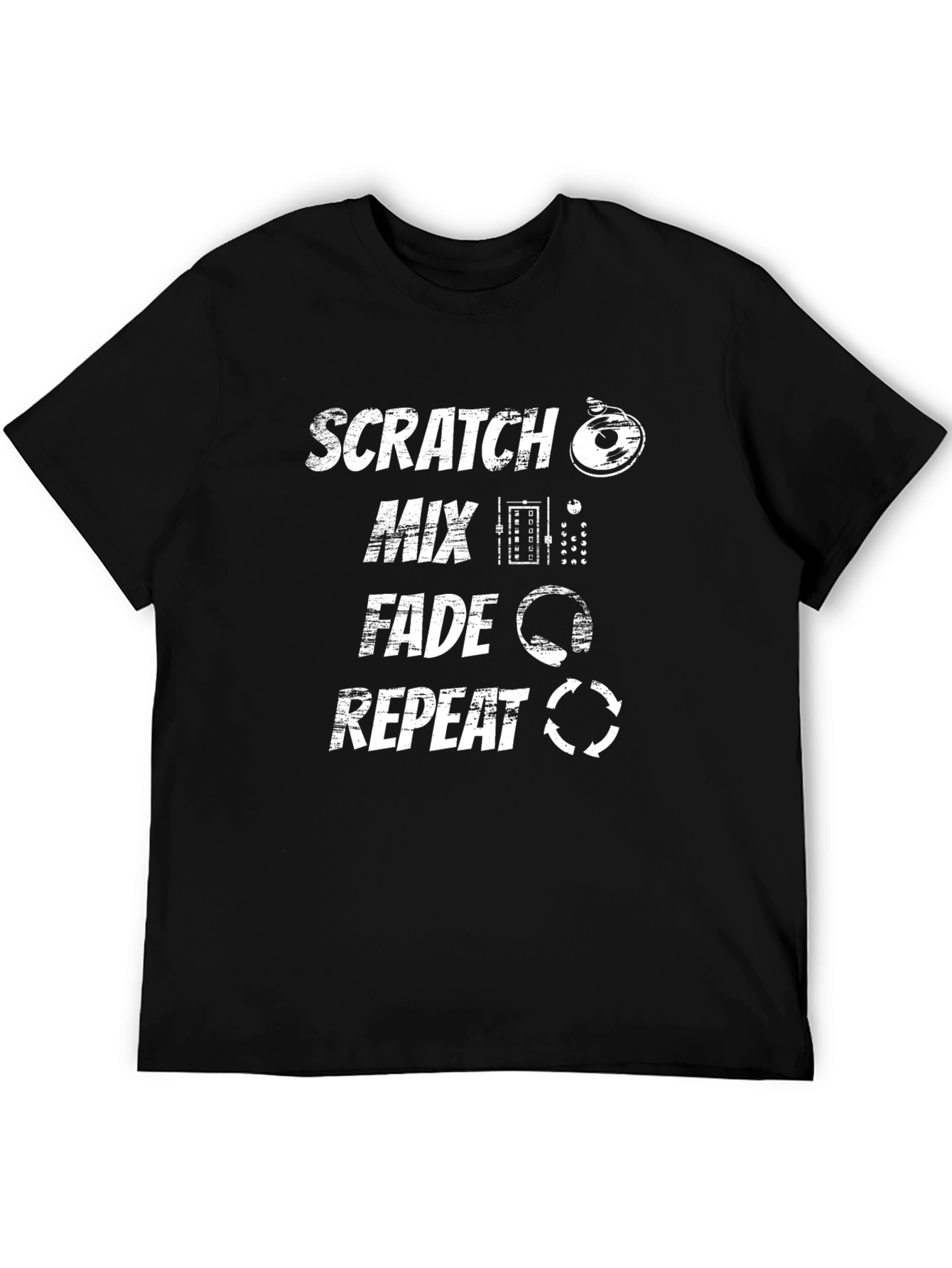 DJ Scratch Mix Fade Repeat Black T-Shirt
