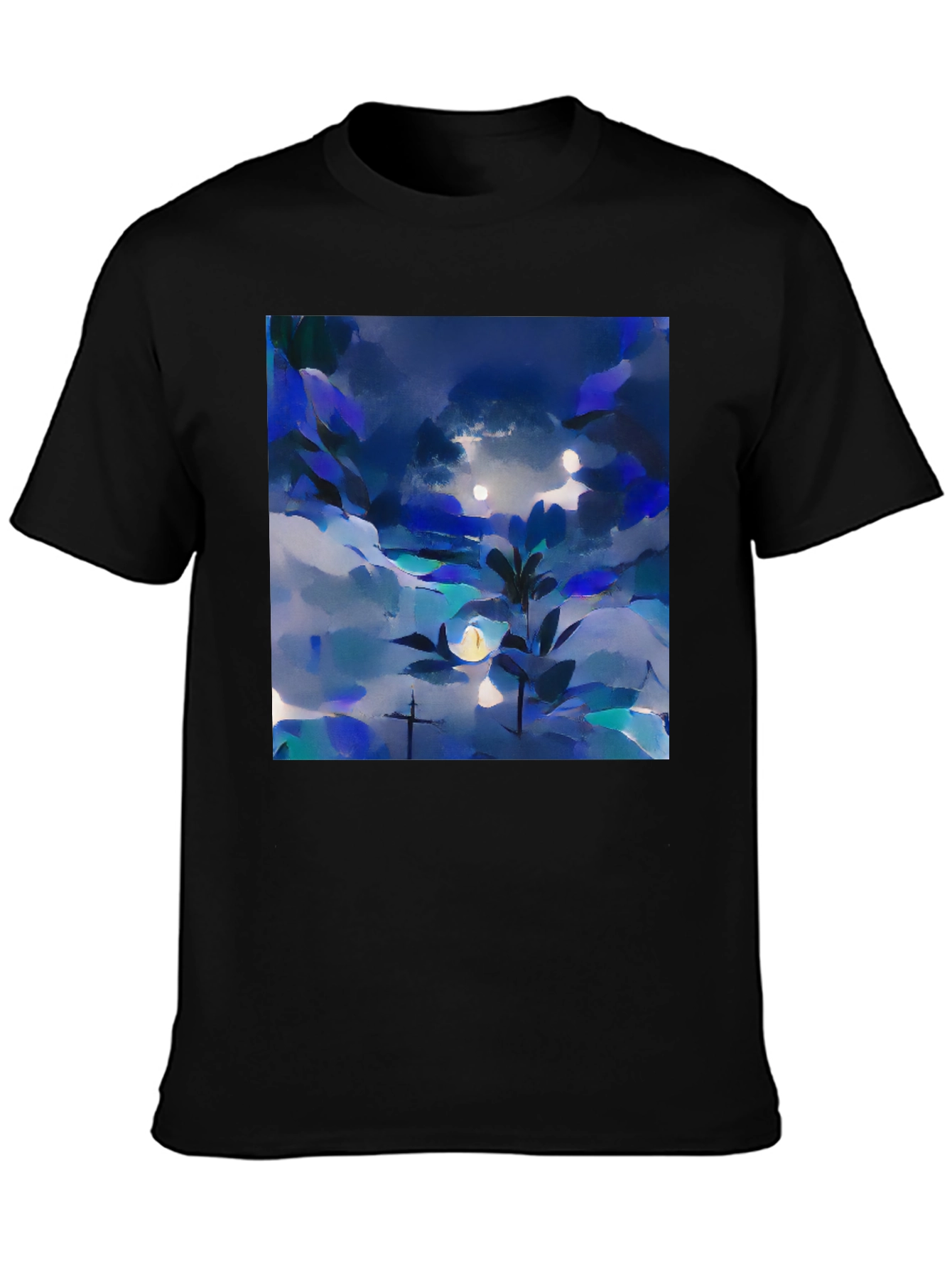 Abstract Nightscape Graphic Tee - Black Unisex T-Shirt
