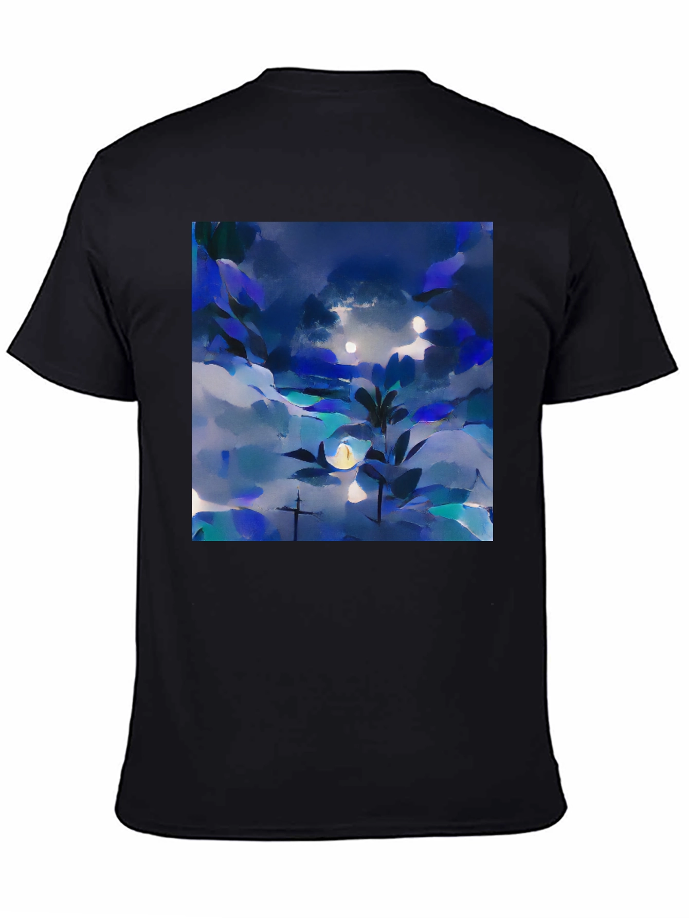 Abstract Nightscape Graphic Tee - Black Unisex T-Shirt