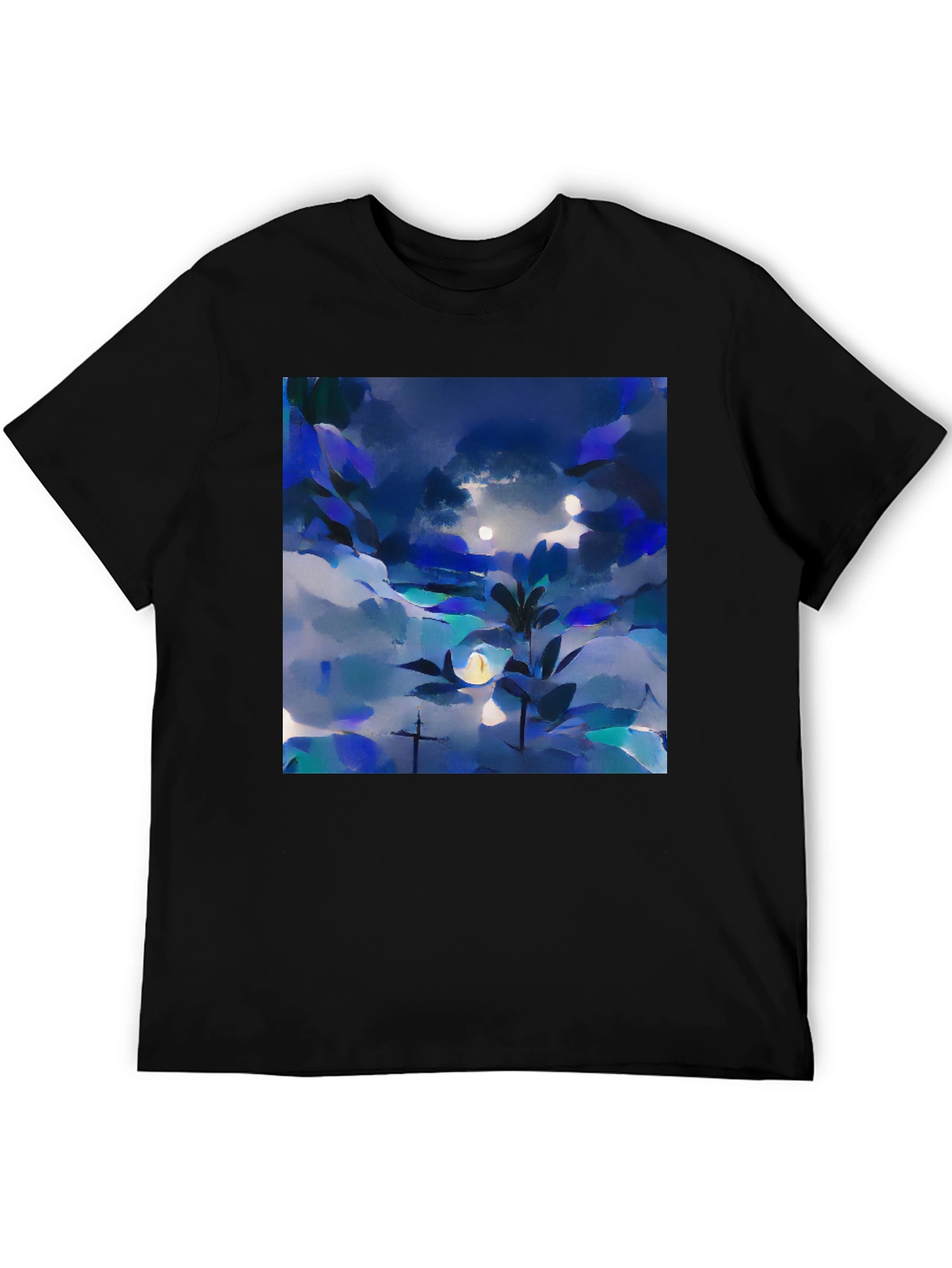 Abstract Nightscape Graphic Tee - Black Unisex T-Shirt