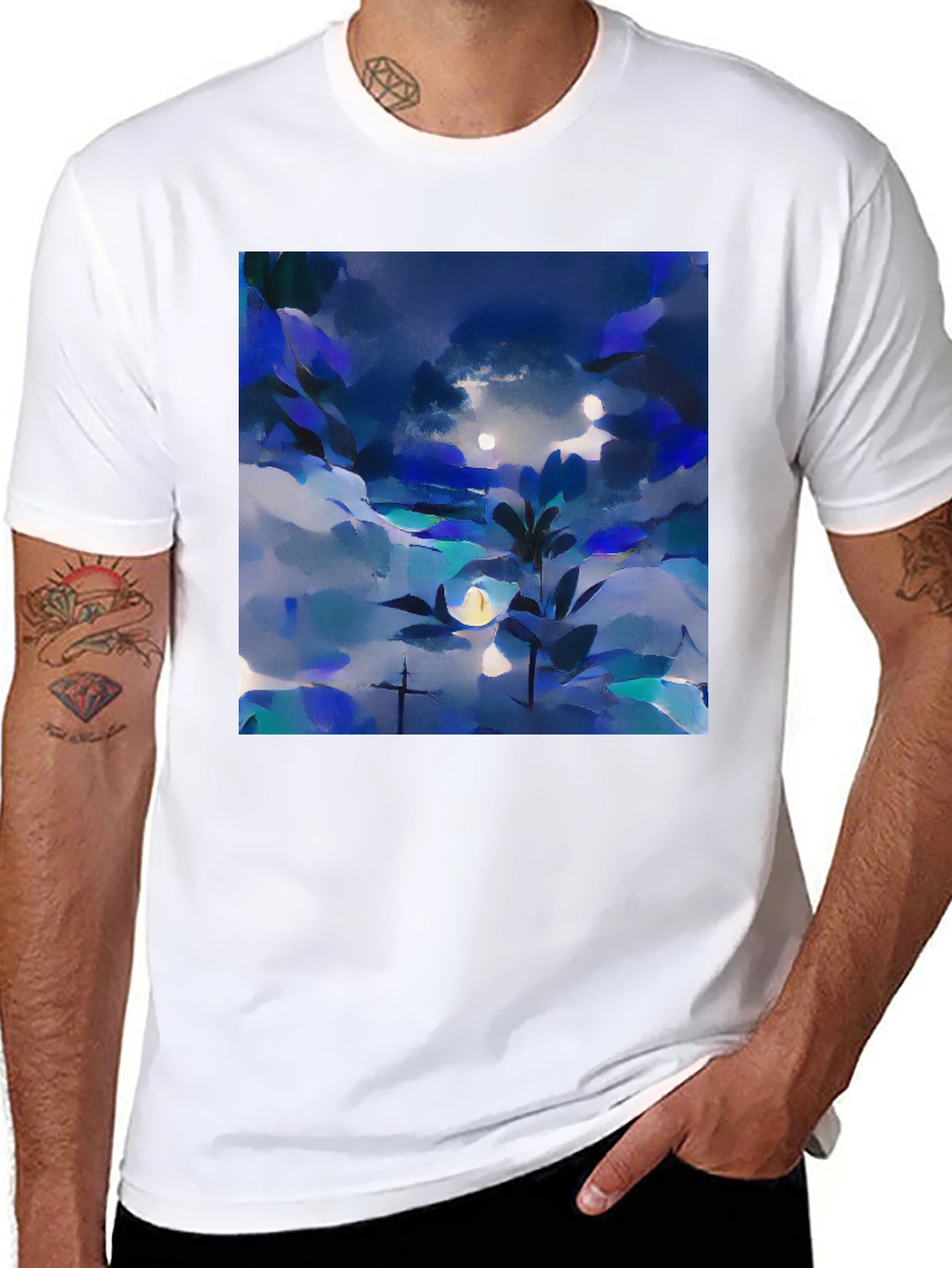 Abstract Nightscape Graphic Tee - Black Unisex T-Shirt