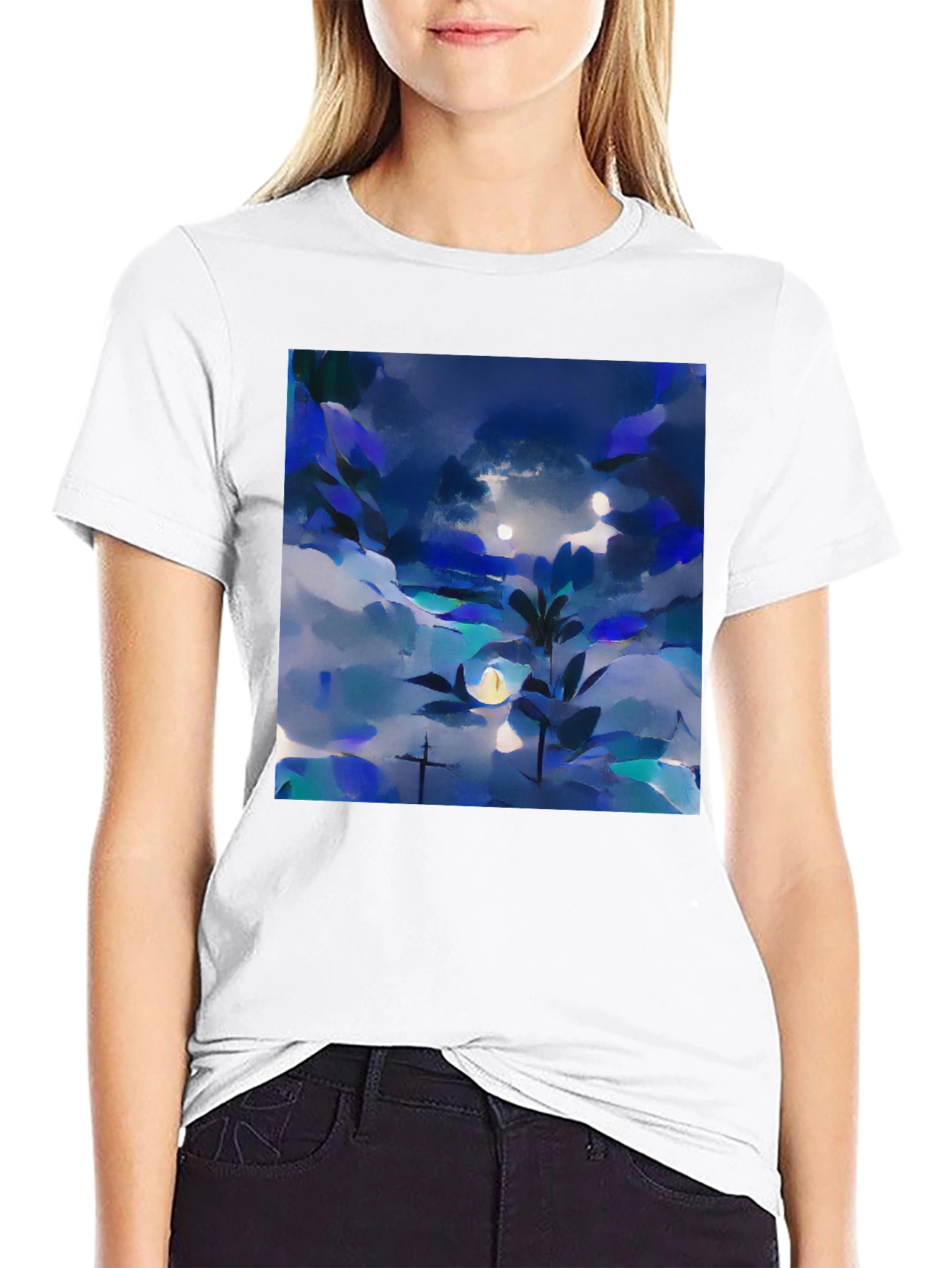 Abstract Nightscape Graphic Tee - Black Unisex T-Shirt
