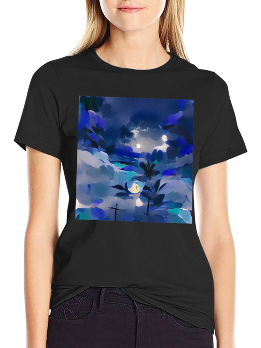 Abstract Nightscape Graphic Tee - Black Unisex T-Shirt