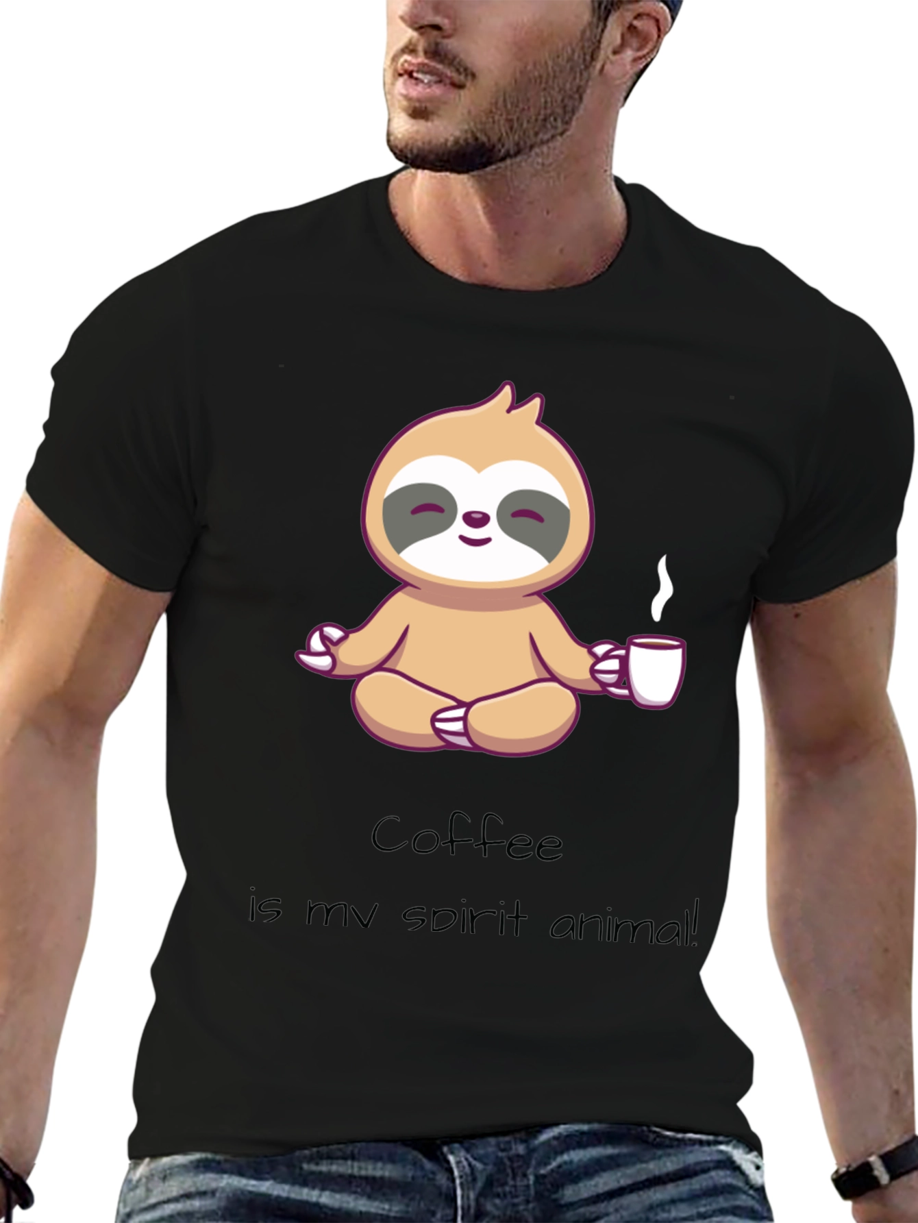 Coffee Sloth Spirit Animal Graphic T-Shirt