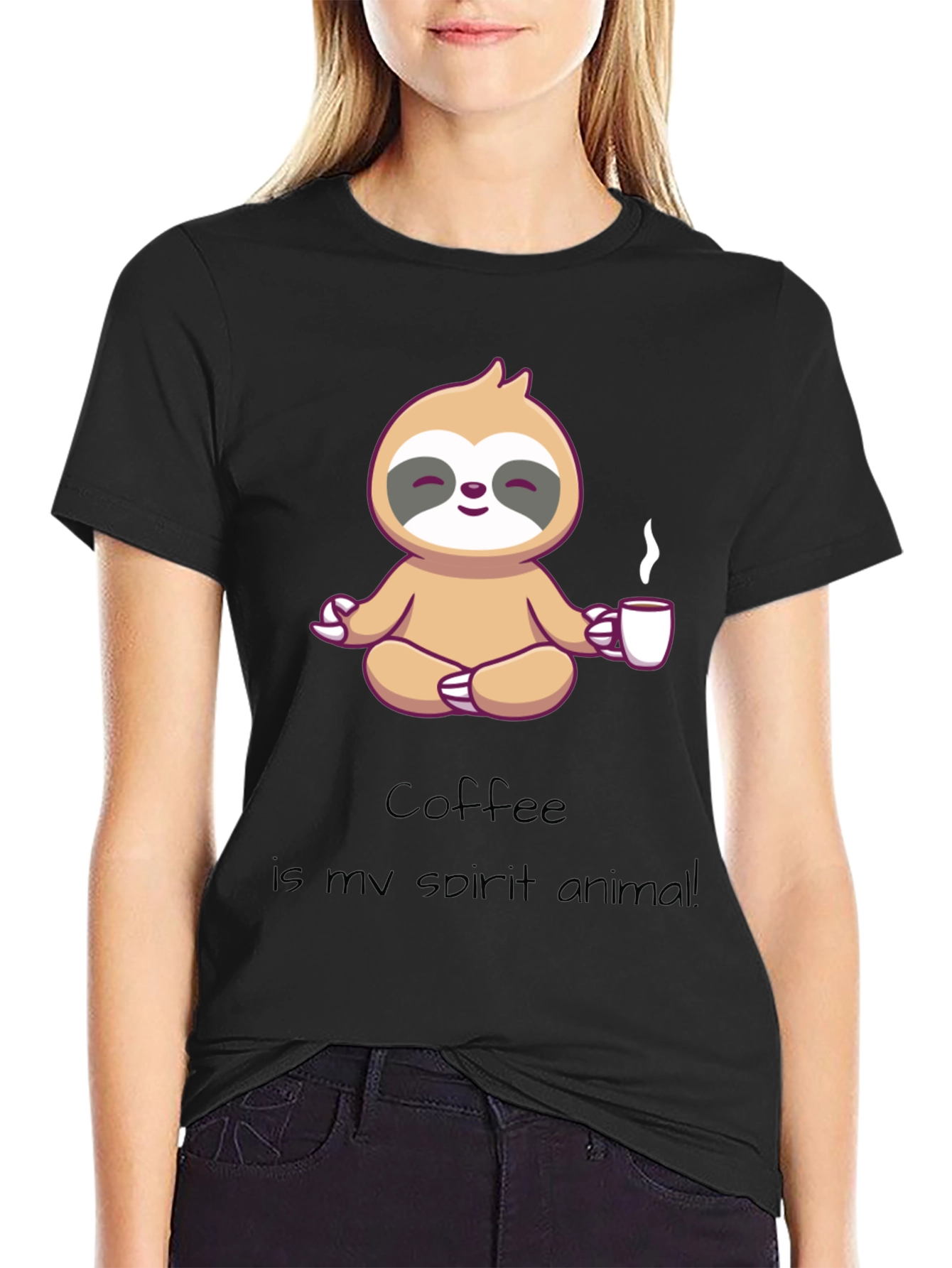 Coffee Sloth Spirit Animal Graphic T-Shirt