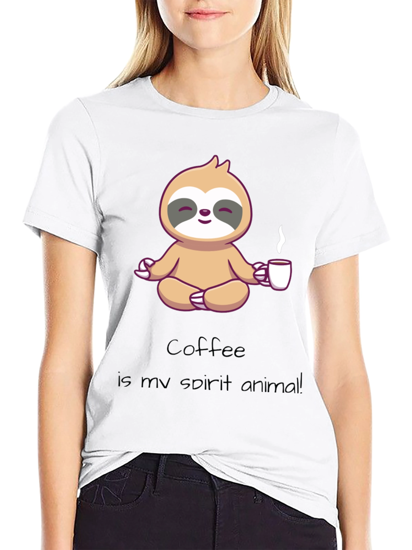 Coffee Sloth Spirit Animal Graphic T-Shirt