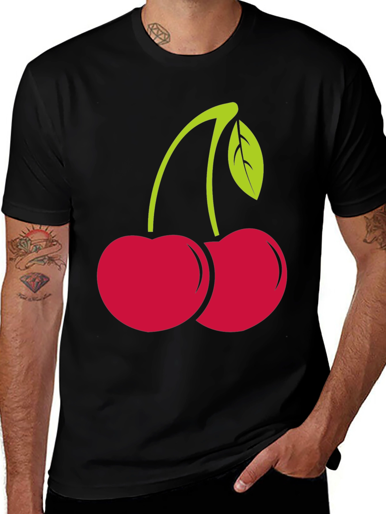 Cherry Graphic Black Tee Shirt