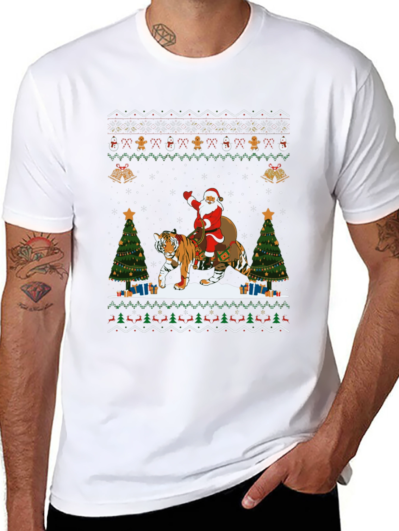 Santa Tiger Christmas Sweater T-Shirt