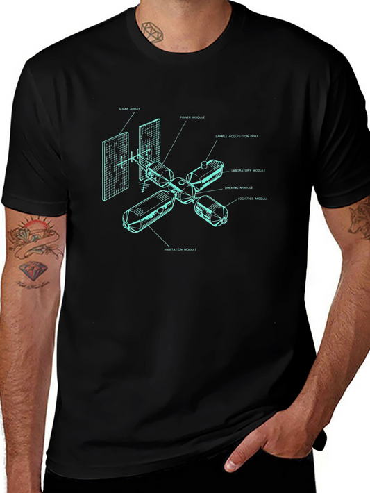 Space Station Blueprint Tee - Modern Astronaut Style