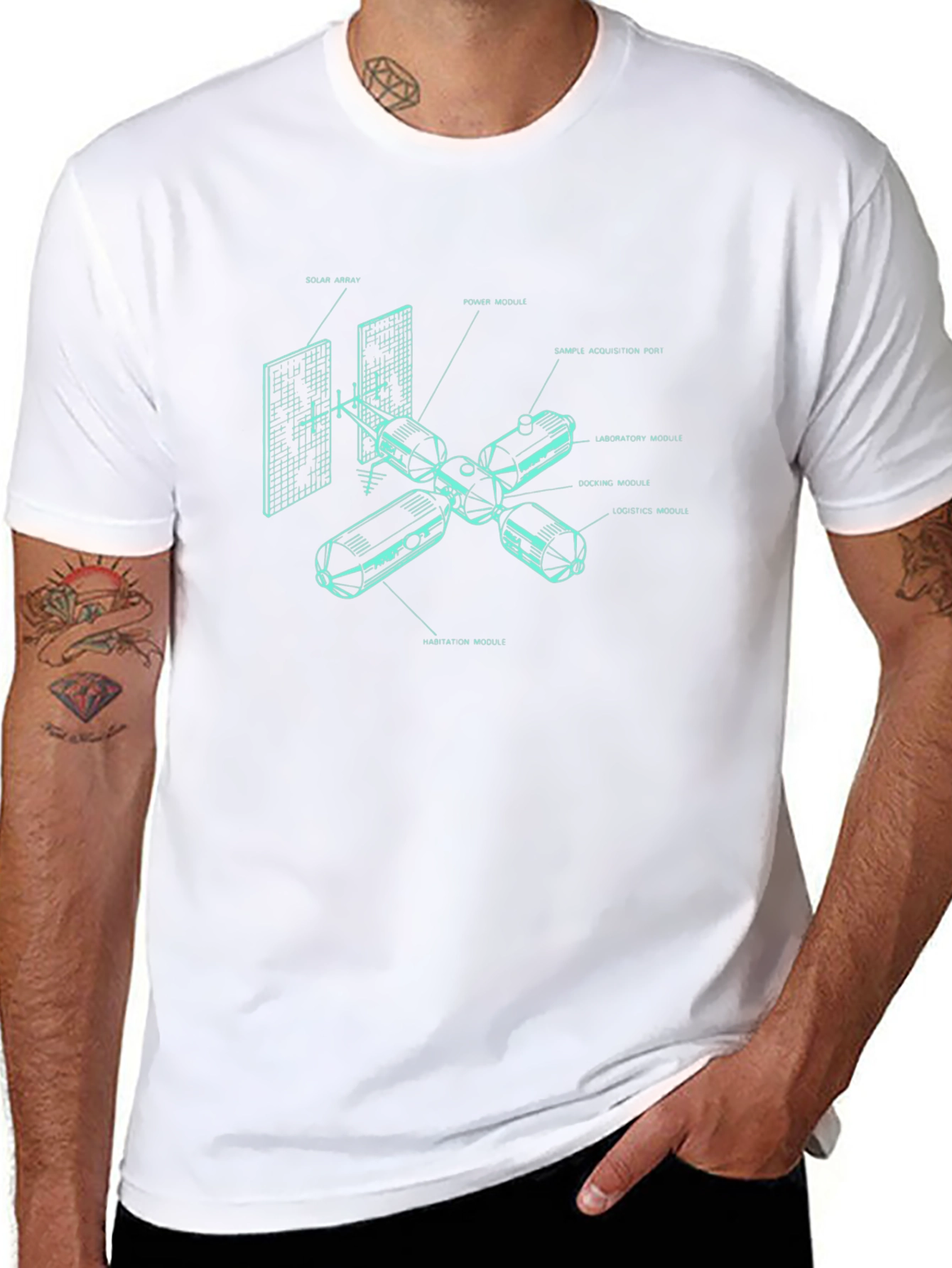 Space Station Blueprint Tee - Modern Astronaut Style