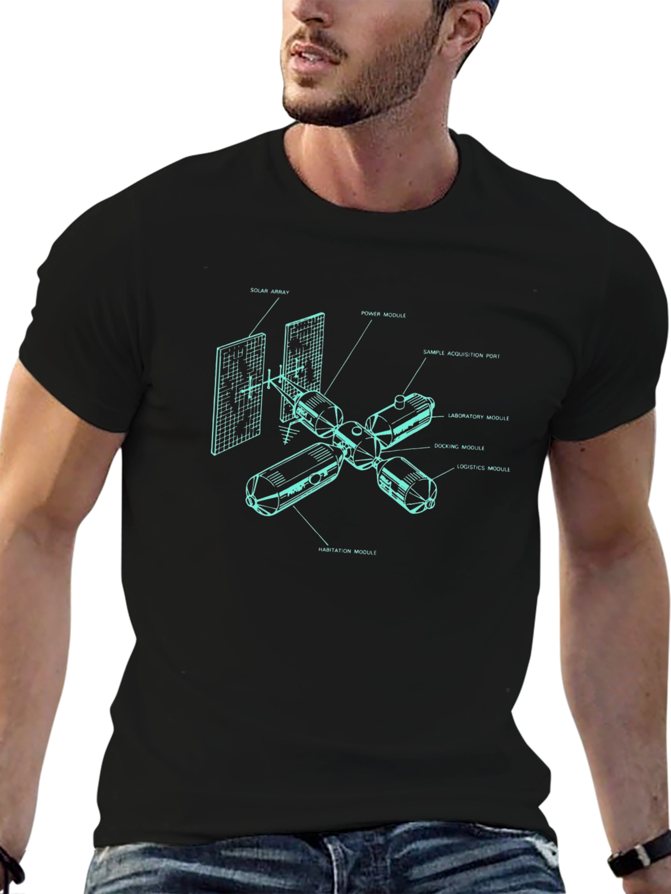 Space Station Blueprint Tee - Modern Astronaut Style