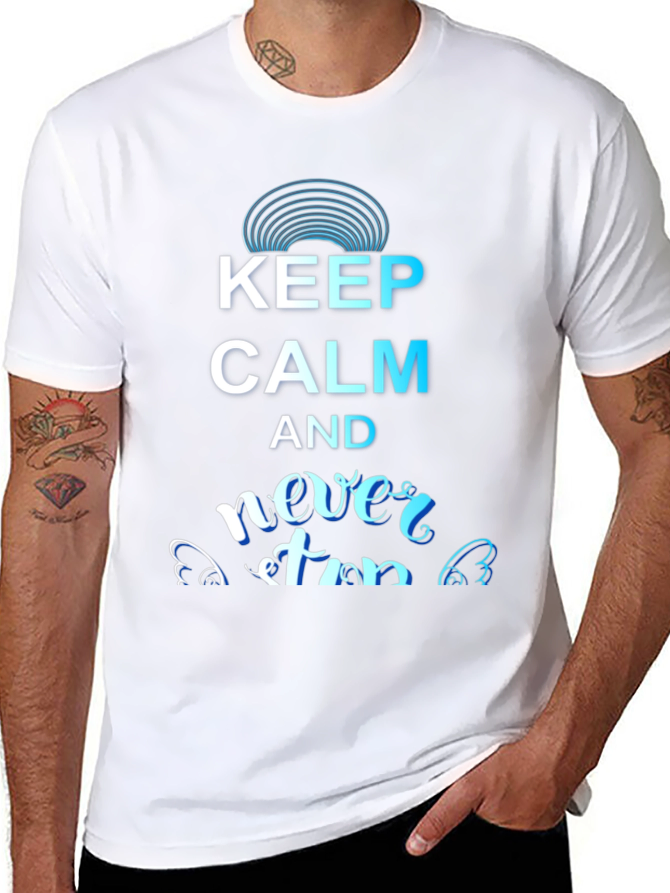 Keep Calm and Never Stop Black T-Shirt