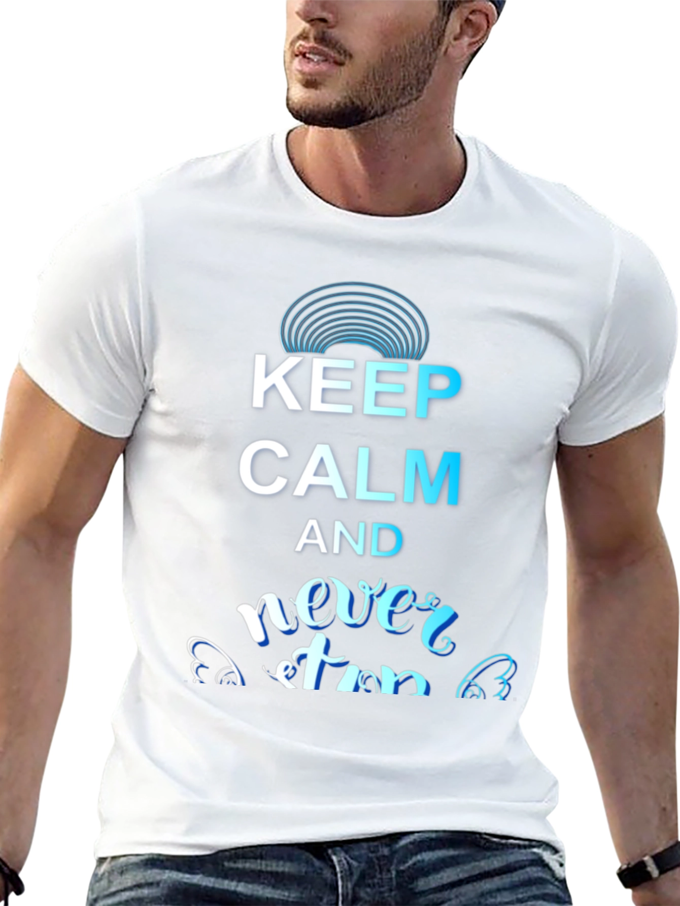 Keep Calm and Never Stop Black T-Shirt
