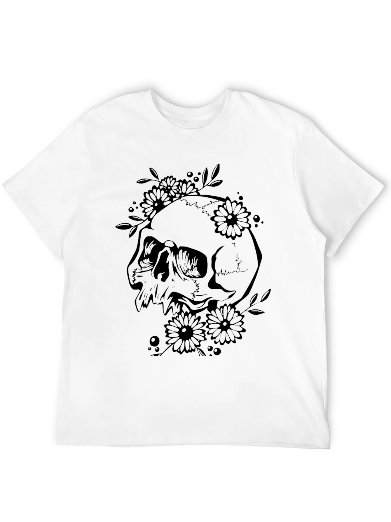 Skull and Flowers Graphic Tee