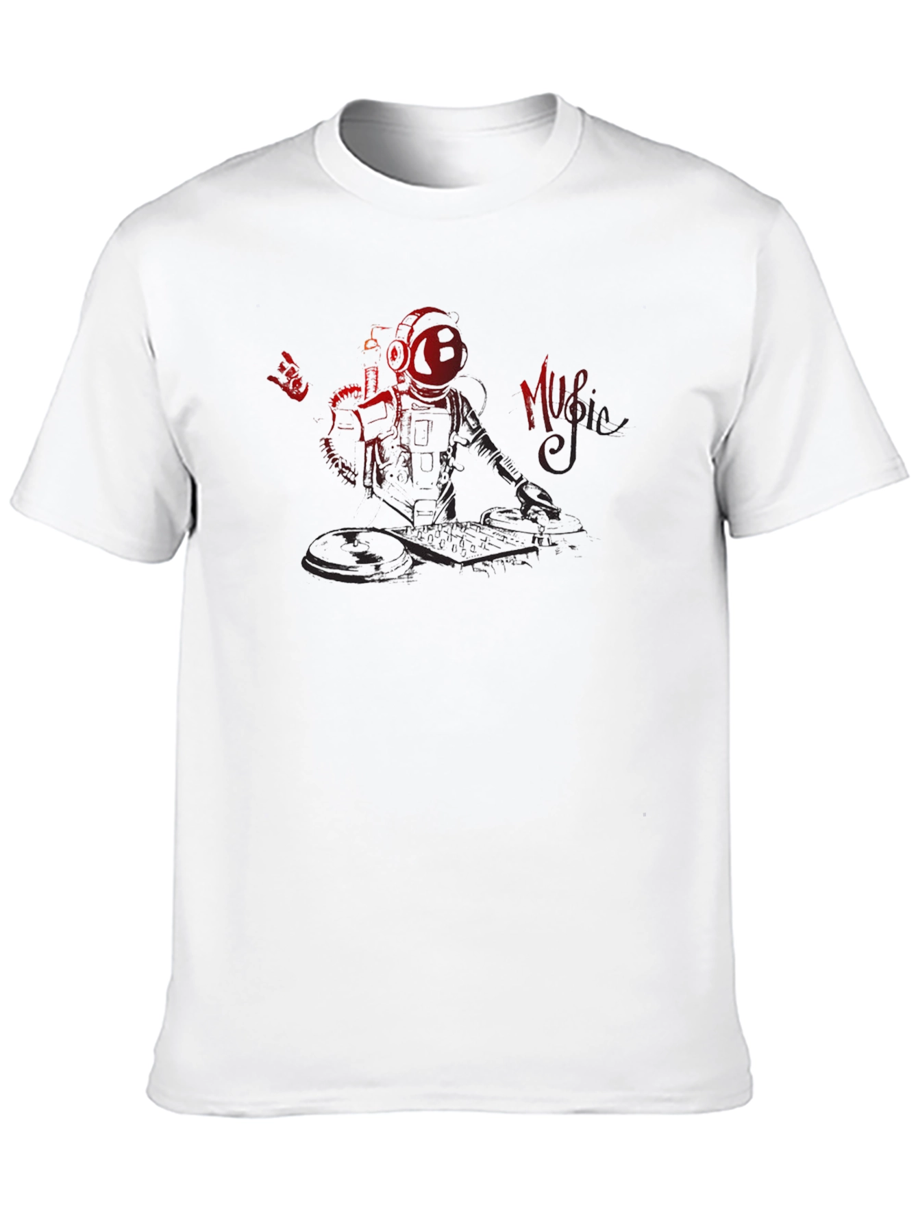 Astronaut DJ Graphic Tee - Black Crew Neck T-Shirt