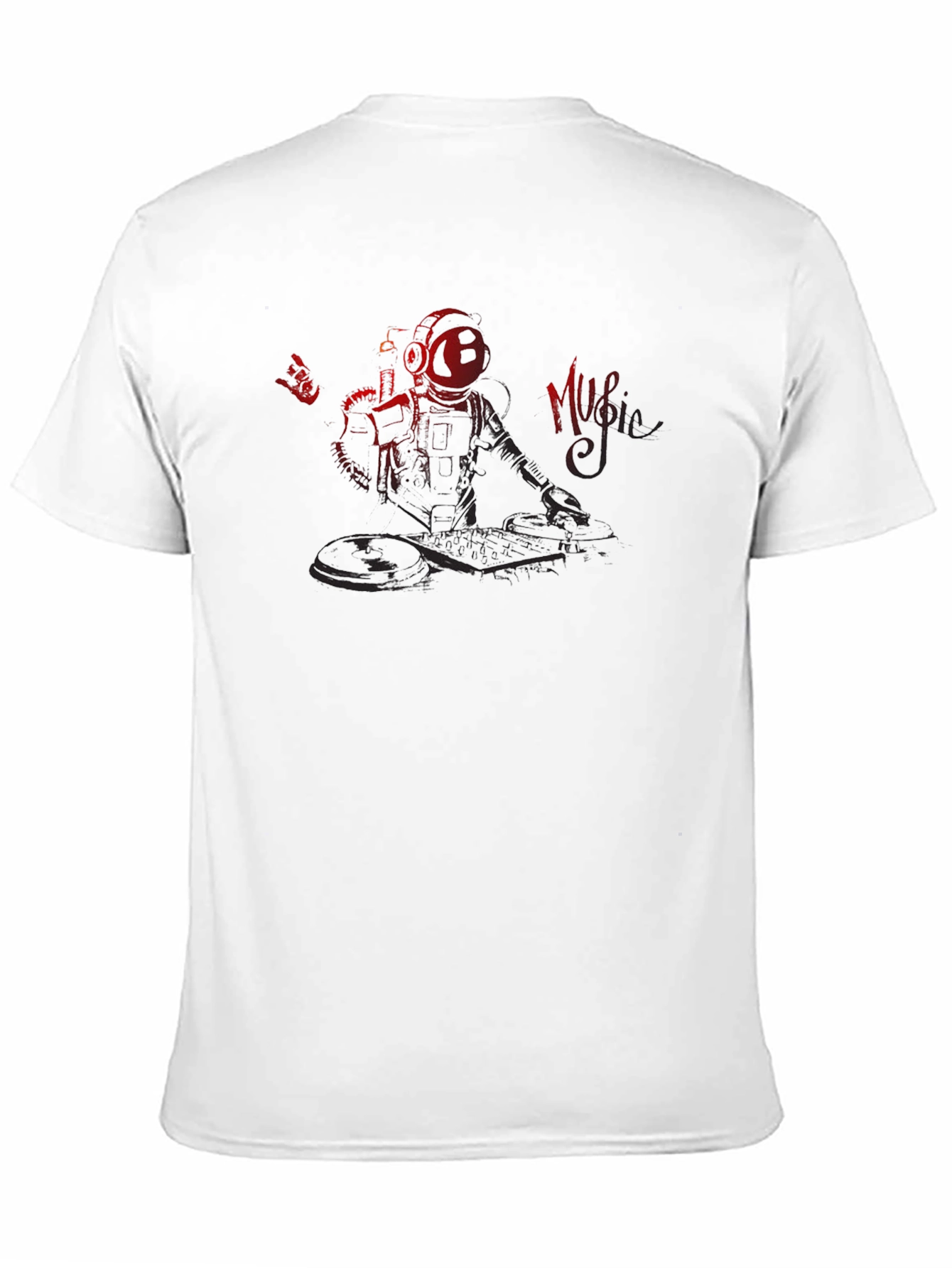Astronaut DJ Graphic Tee - Black Crew Neck T-Shirt