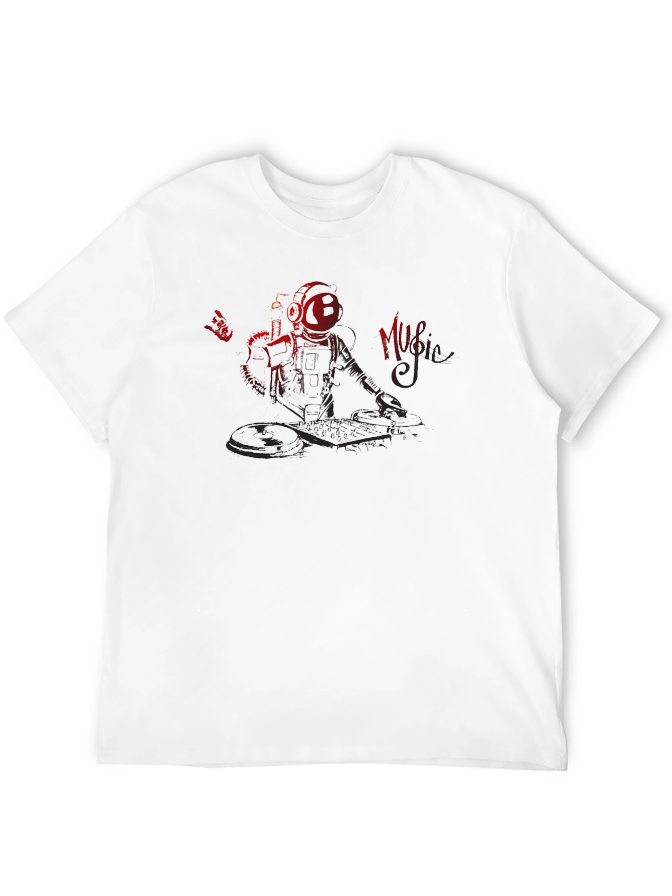 Astronaut DJ Graphic Tee - Black Crew Neck T-Shirt