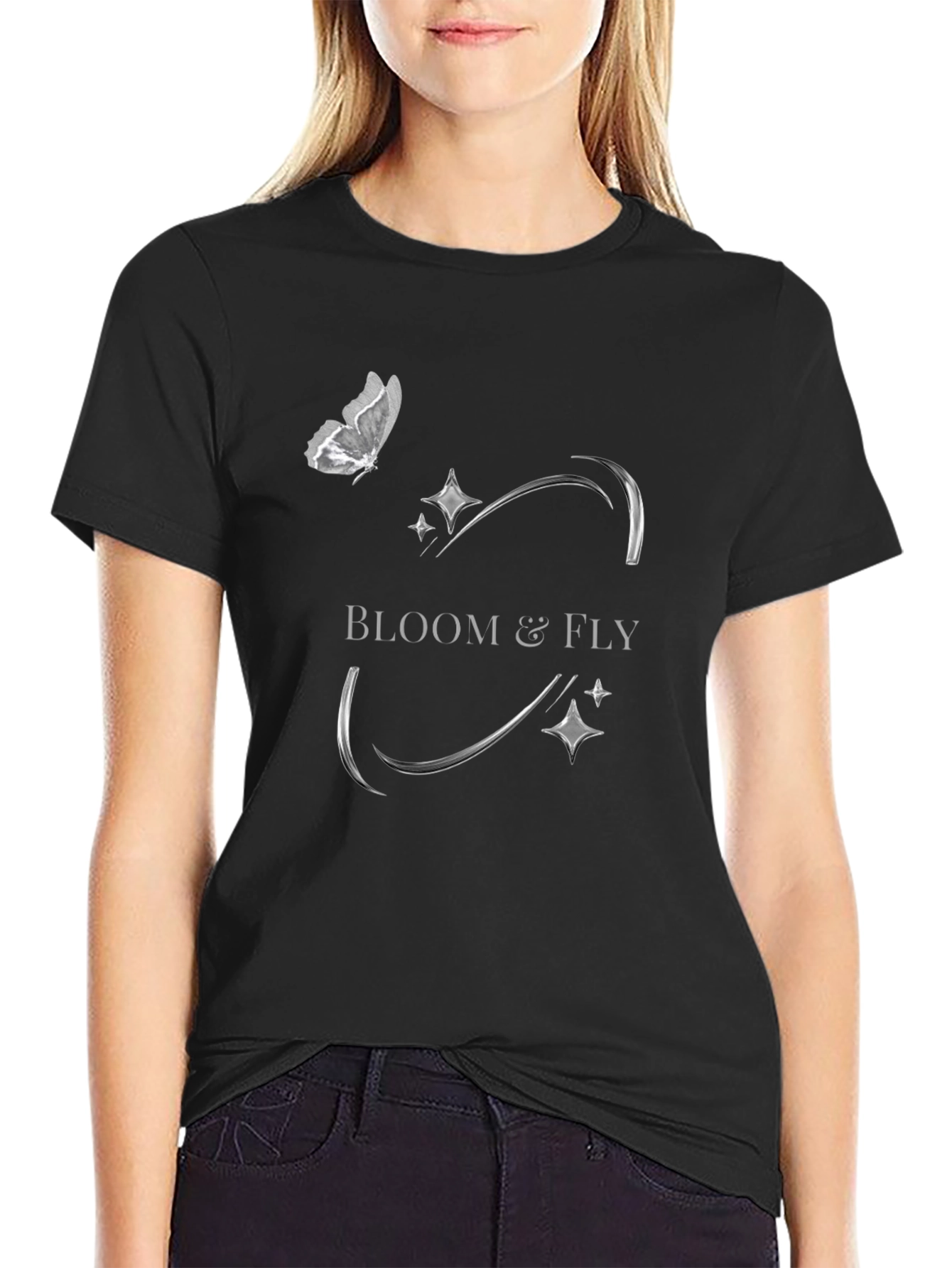 Bloom & Fly Black Graphic Tee