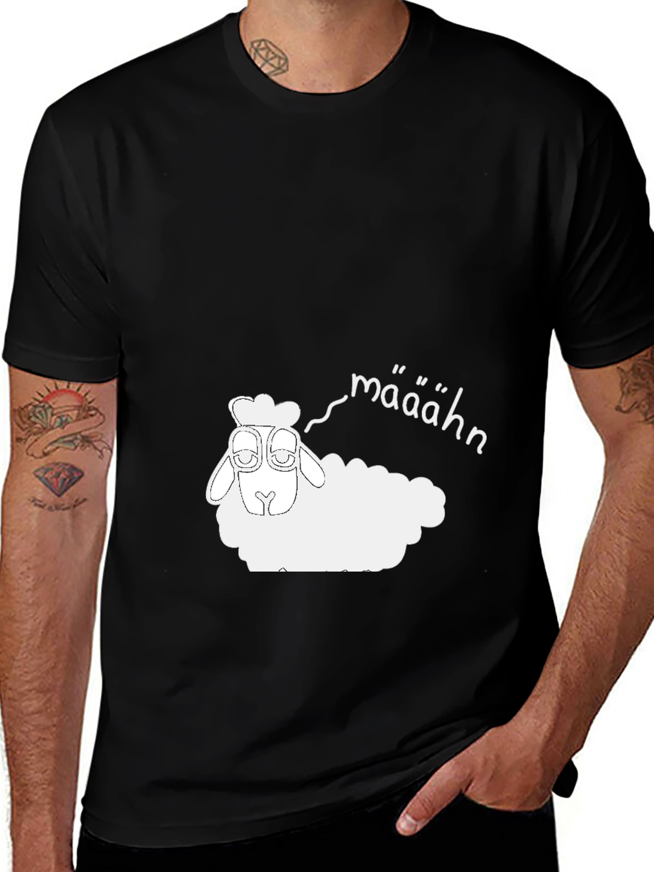 Funny Sheep Määähn Black T-Shirt