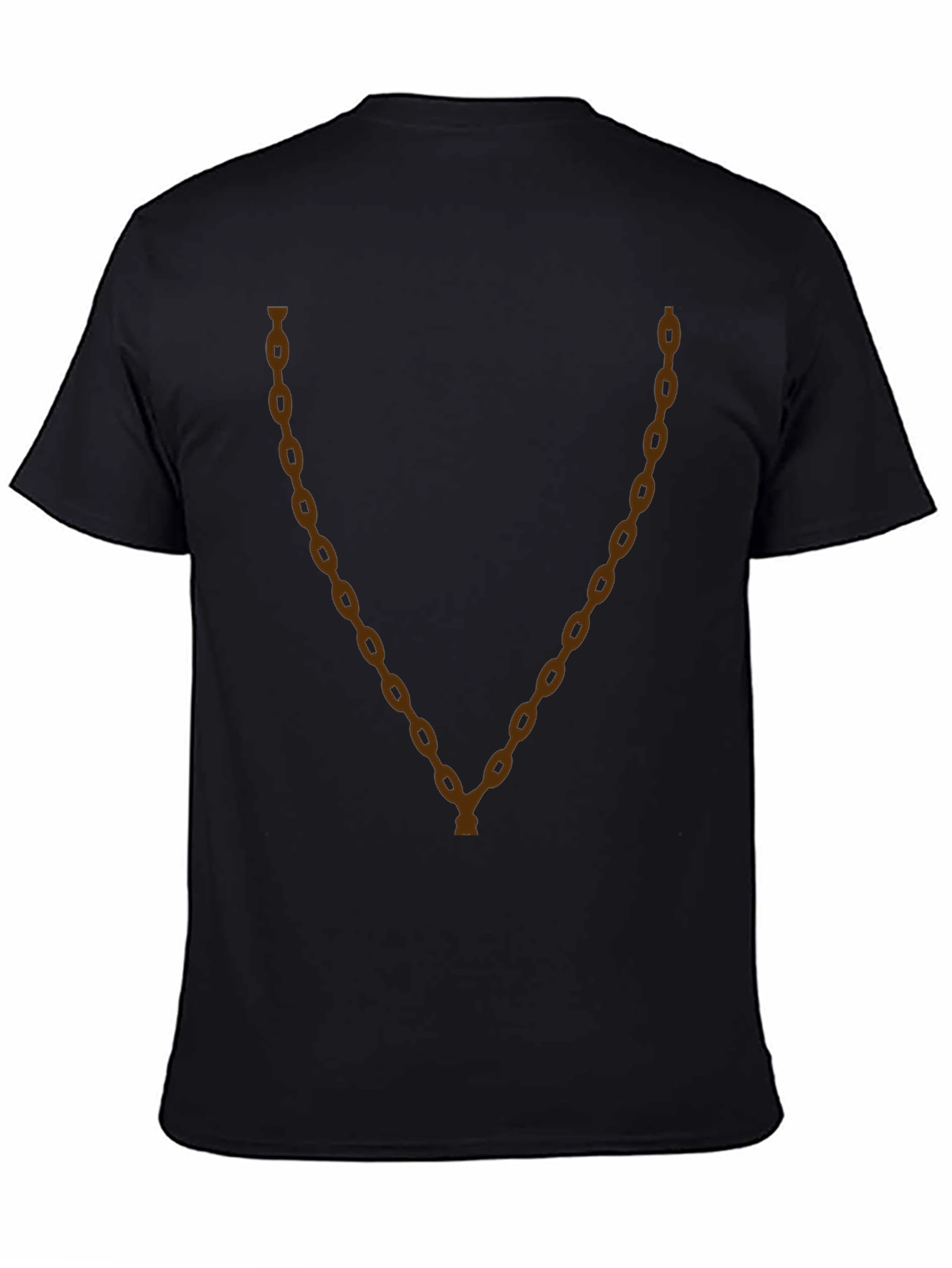 Mens Black T-Shirt with Brown Chain Graphic