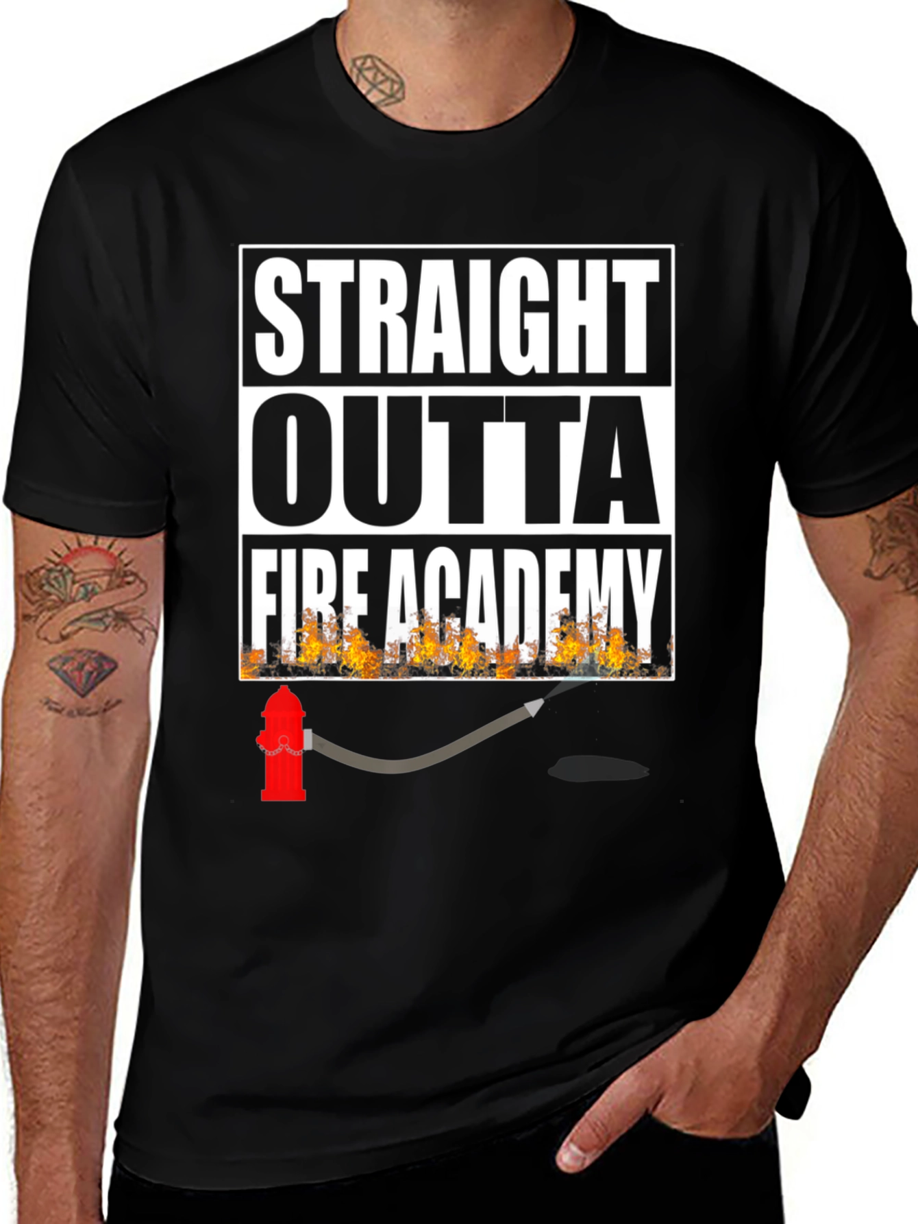 Straight Outta Fire Academy Black T-Shirt