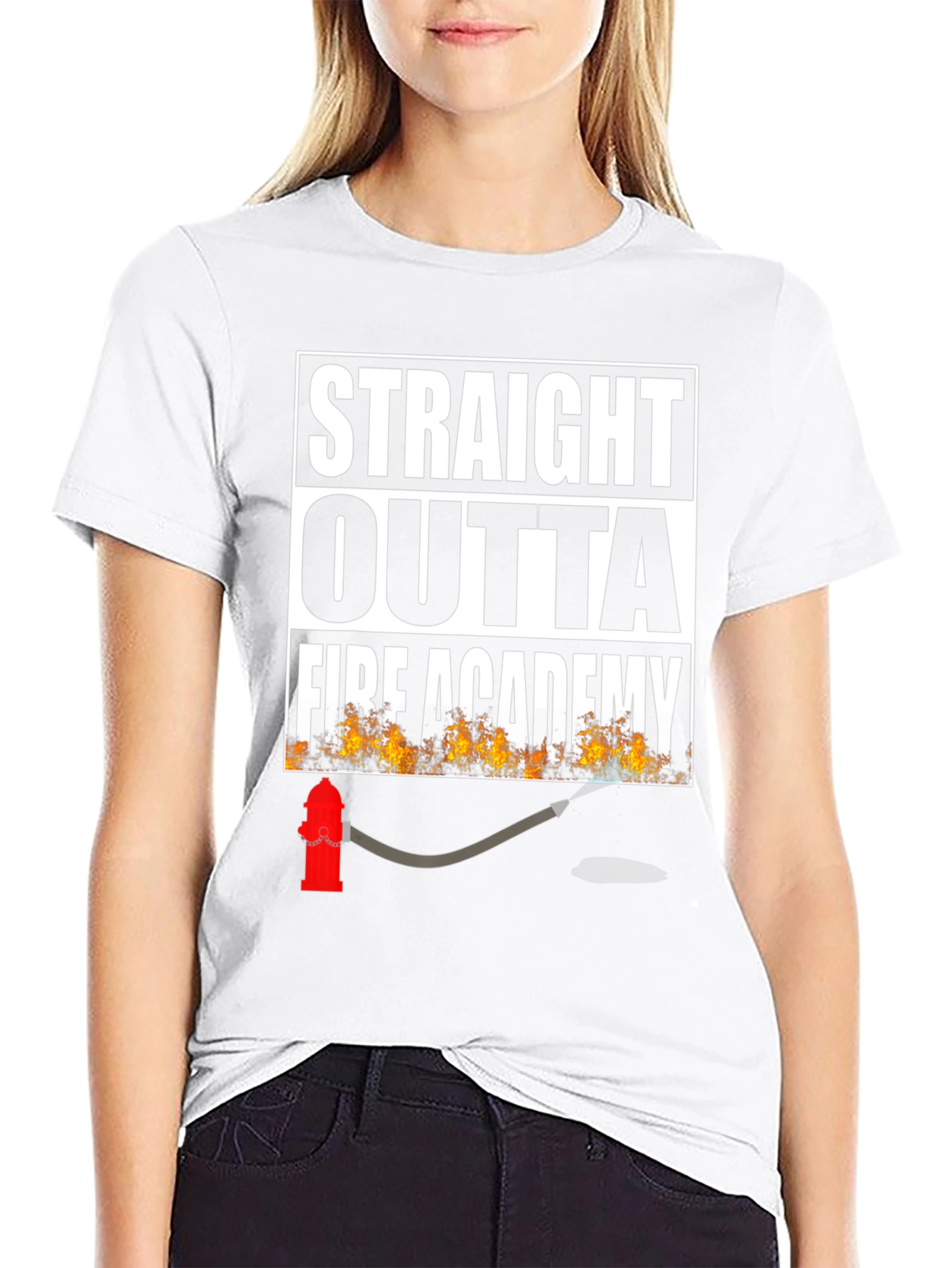 Straight Outta Fire Academy Black T-Shirt