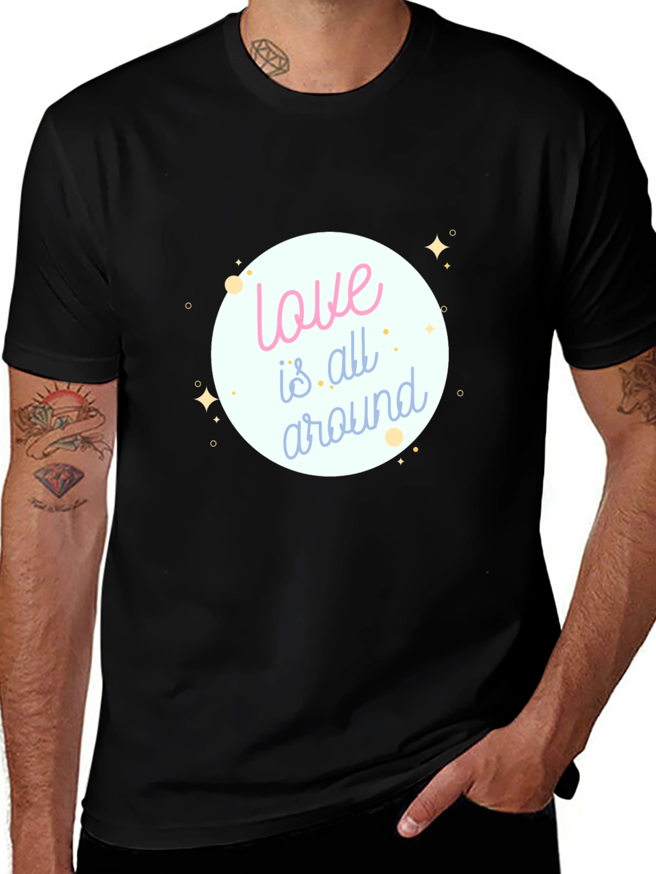 Love is All Around Black Graphic Tee