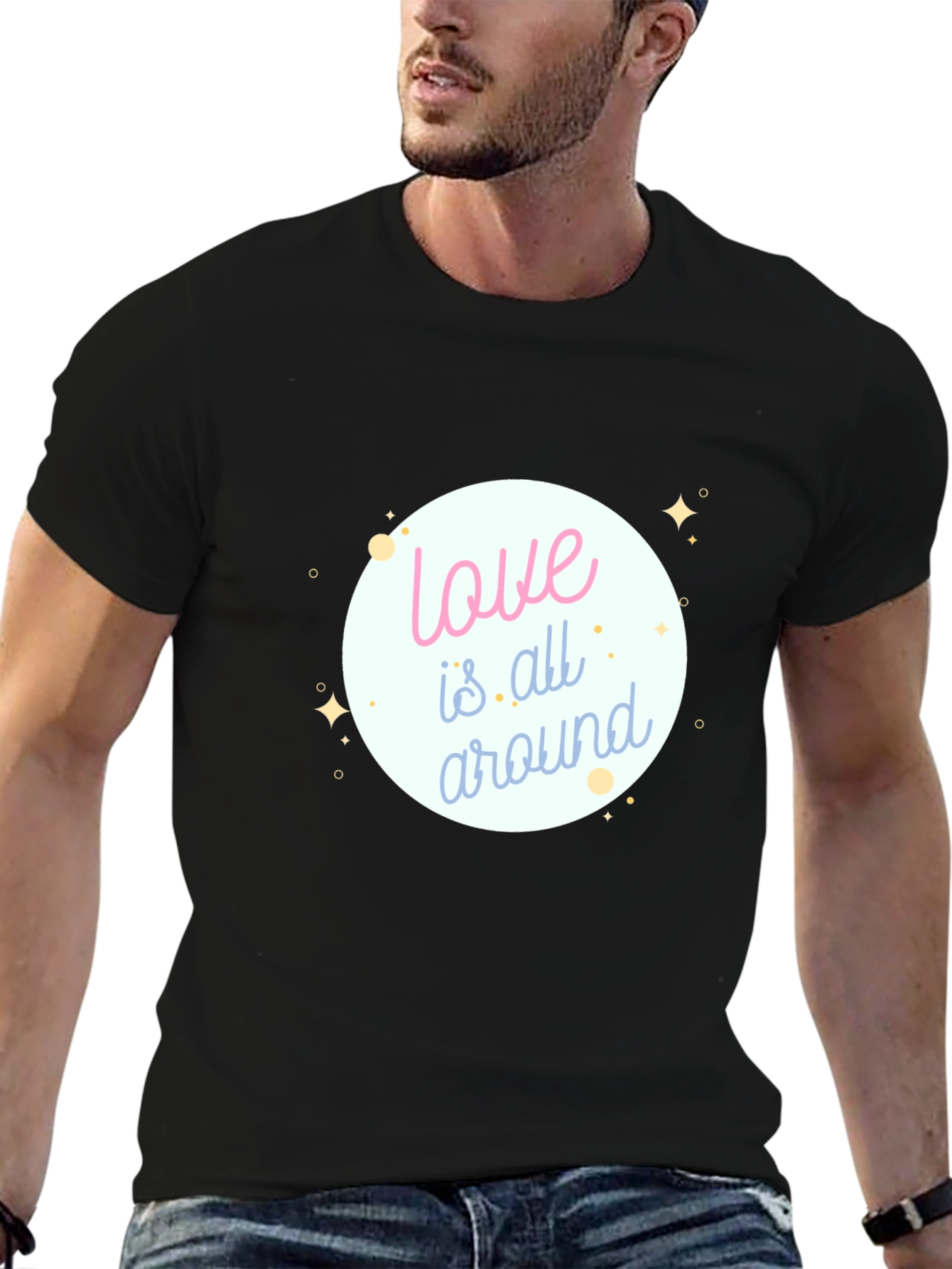 Love is All Around Black Graphic Tee