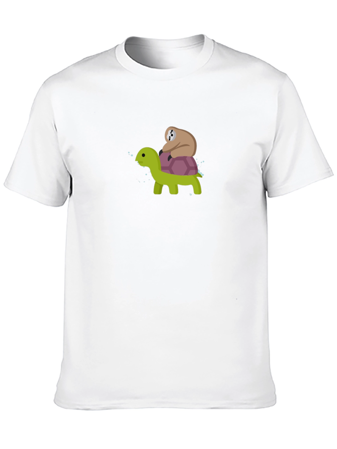 Sloth Riding Turtle Graphic Tee - Black Cotton T-Shirt