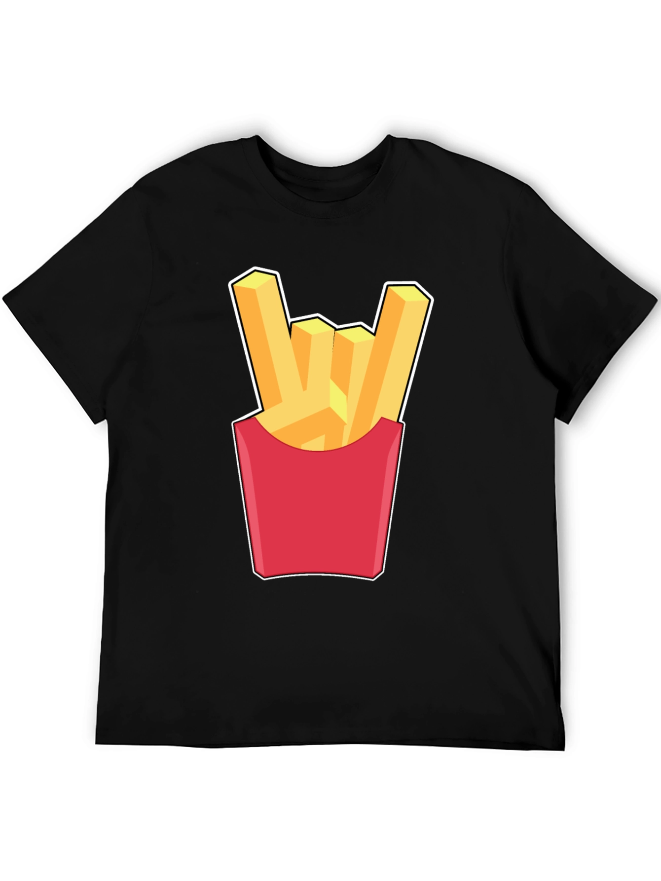 French Fries Rock On Graphic T-Shirt - Black