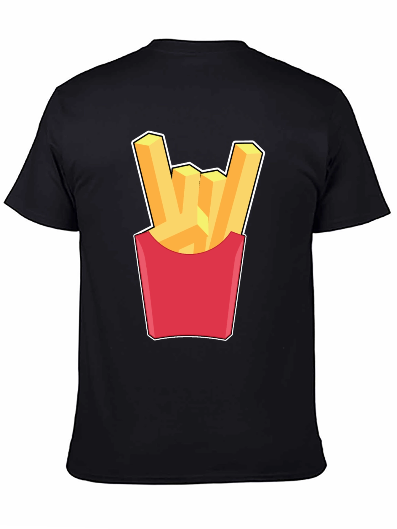 French Fries Rock On Graphic T-Shirt - Black