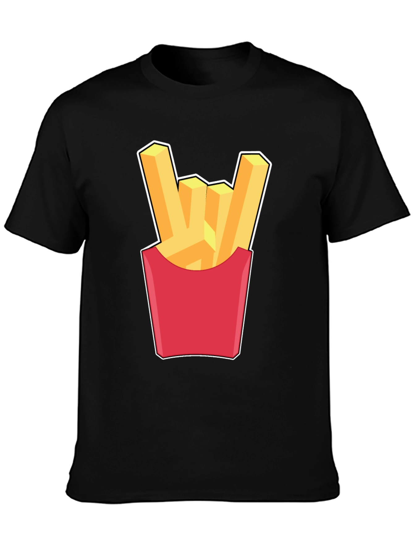 French Fries Rock On Graphic T-Shirt - Black