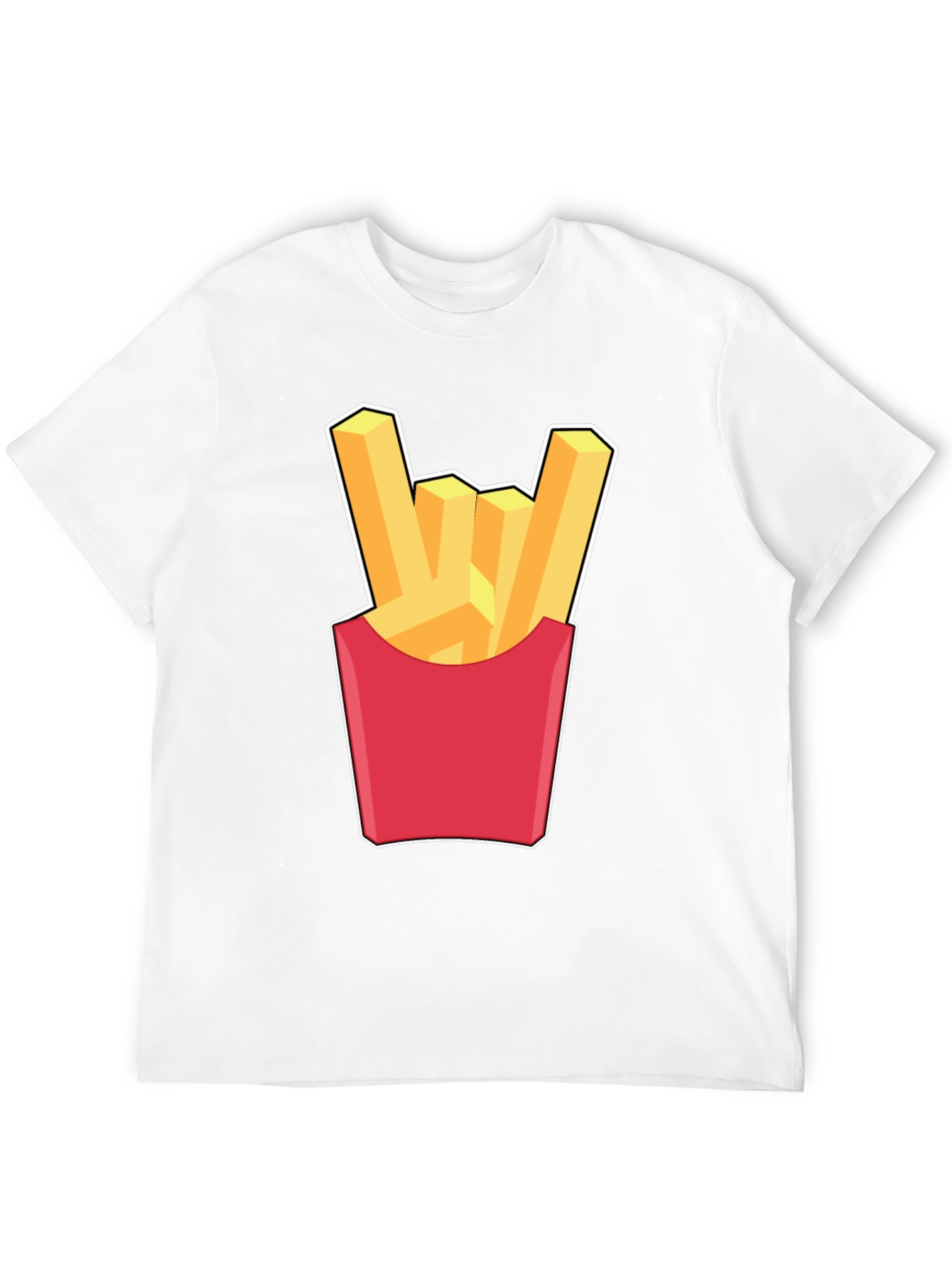 French Fries Rock On Graphic T-Shirt - Black