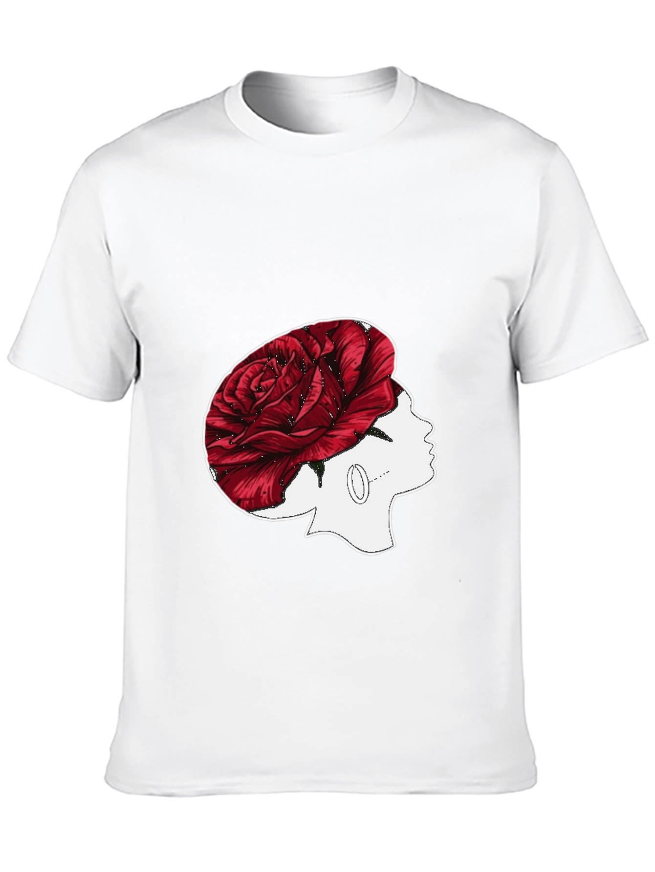 Rose Head T-Shirt: Unique Floral Woman Design