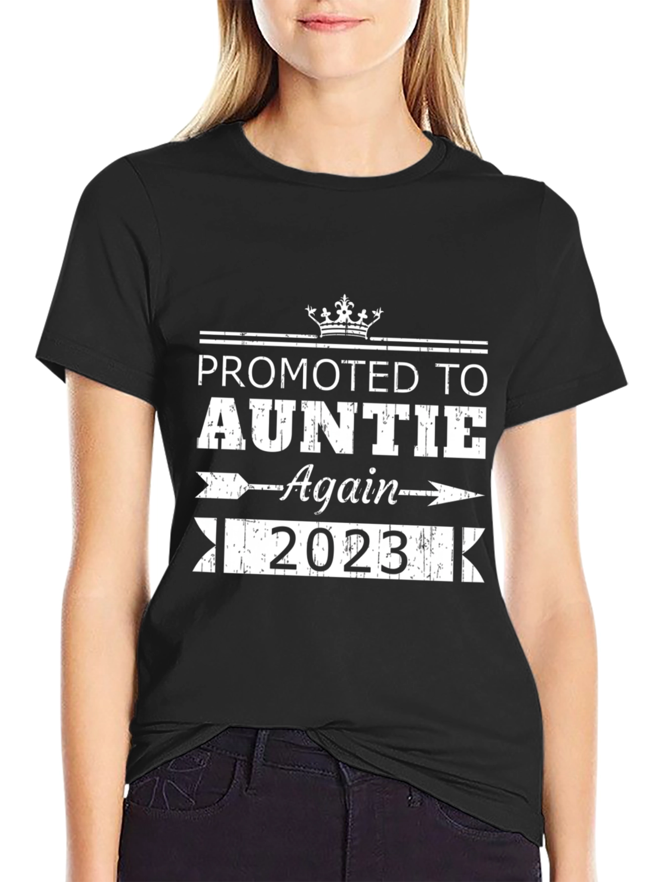 Promoted to Auntie Again 2023 Black T-Shirt