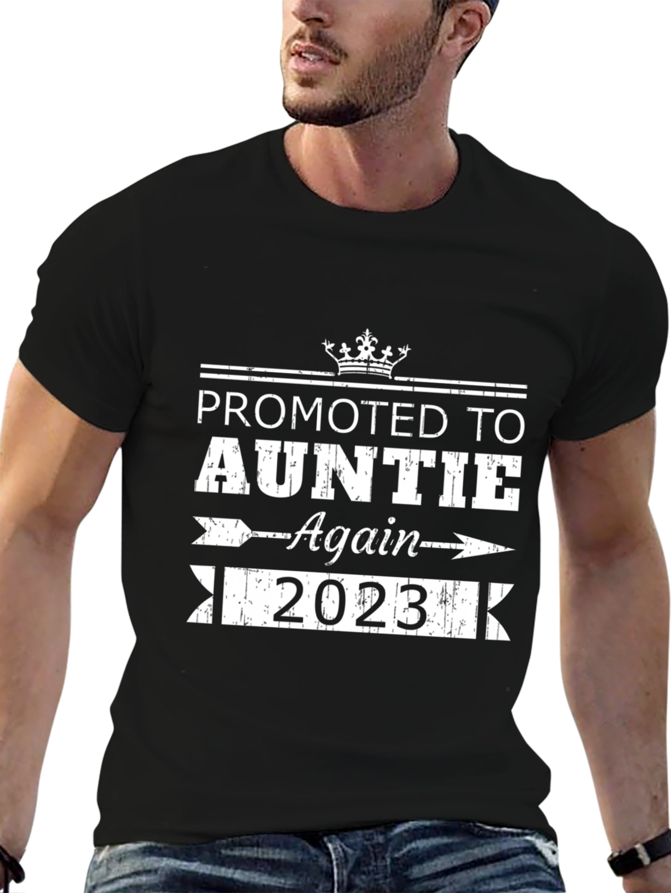 Promoted to Auntie Again 2023 Black T-Shirt