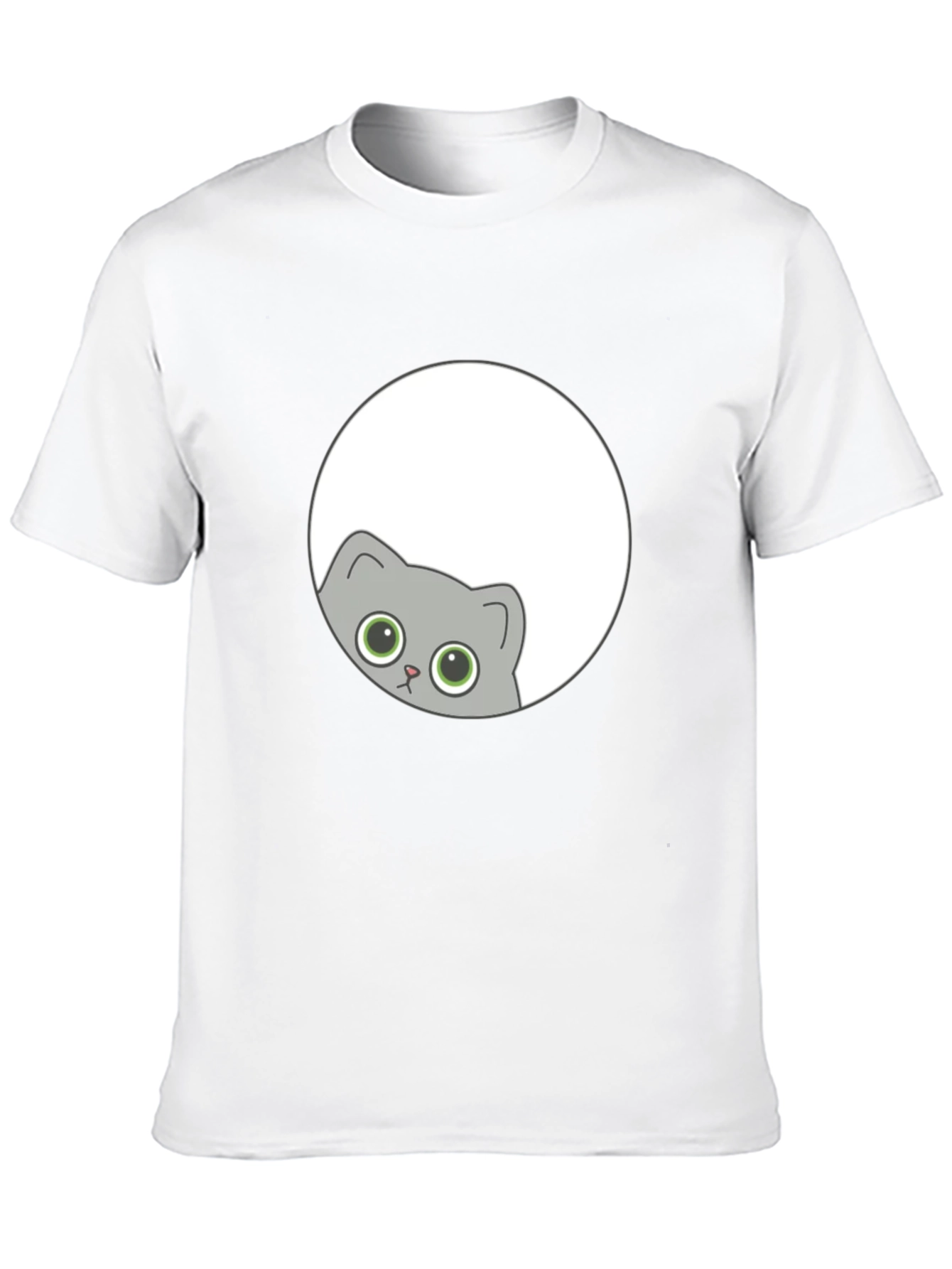 Cute Cat Peeking T-Shirt - Black Graphic Tee