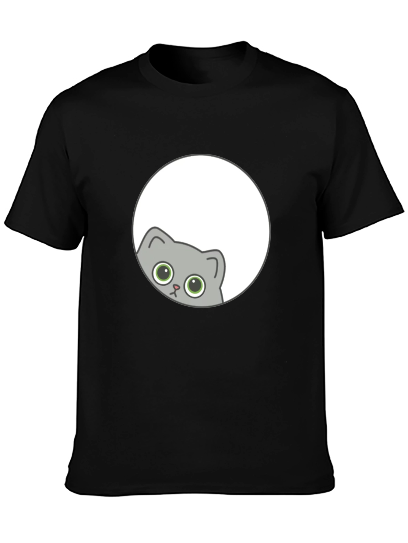 Cute Cat Peeking T-Shirt - Black Graphic Tee