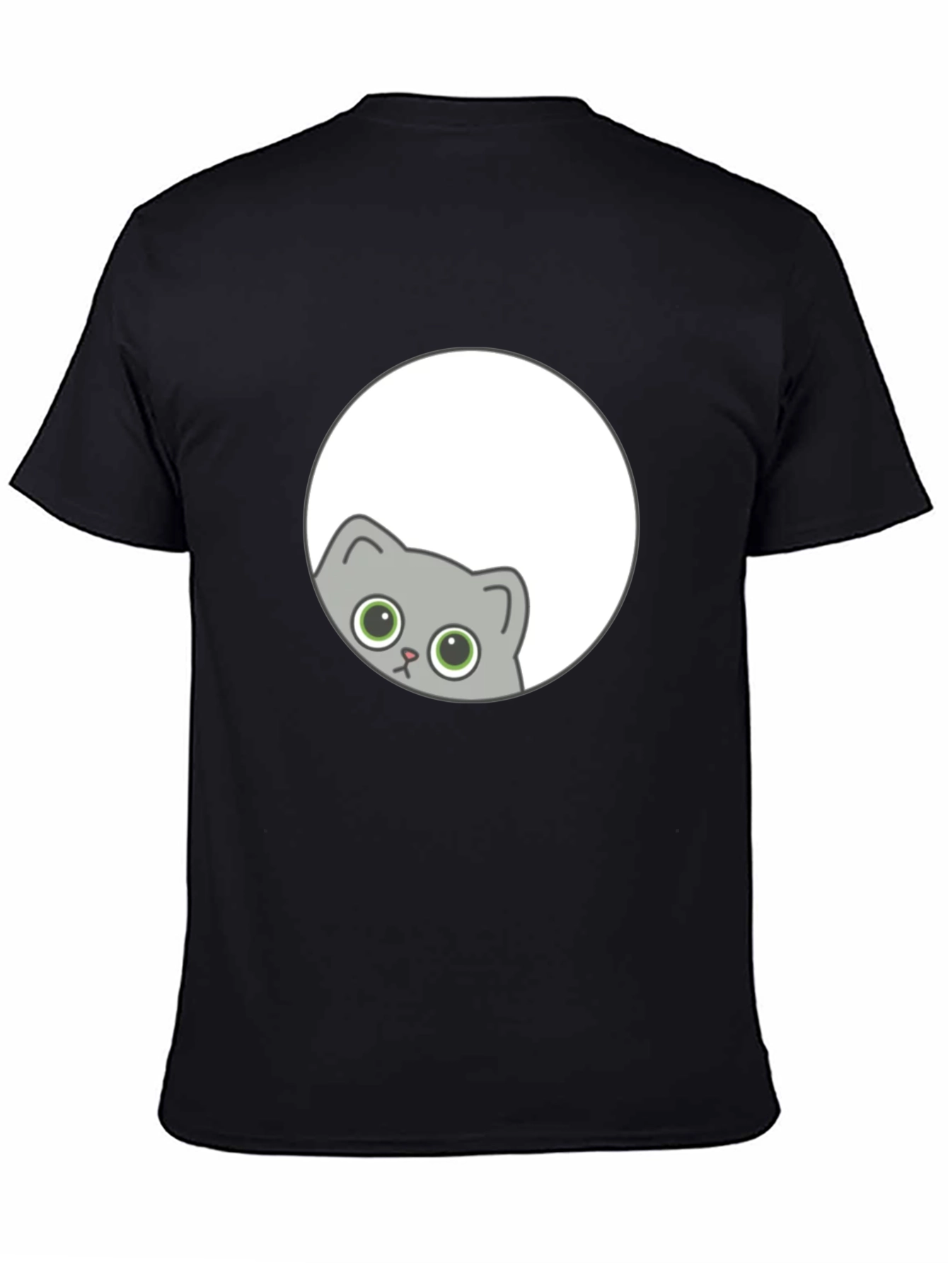Cute Cat Peeking T-Shirt - Black Graphic Tee