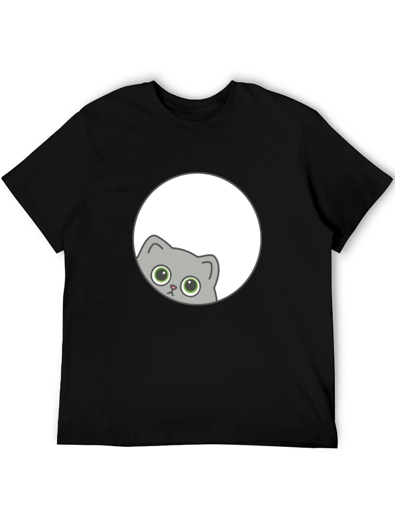 Cute Cat Peeking T-Shirt - Black Graphic Tee