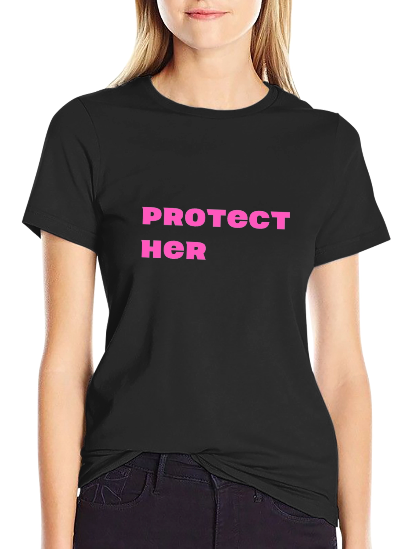 Protect Her Graphic Tee - Black Cotton Shirt